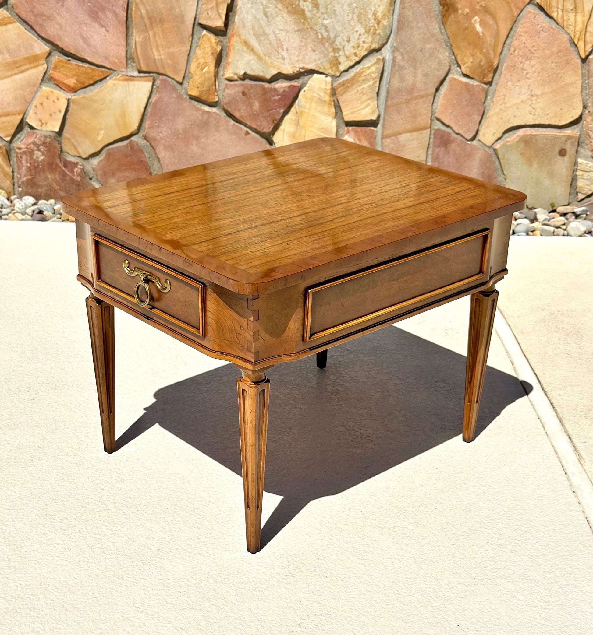 Vintage Rectangular Walnut Single Drawer Side Table by Tomlinson