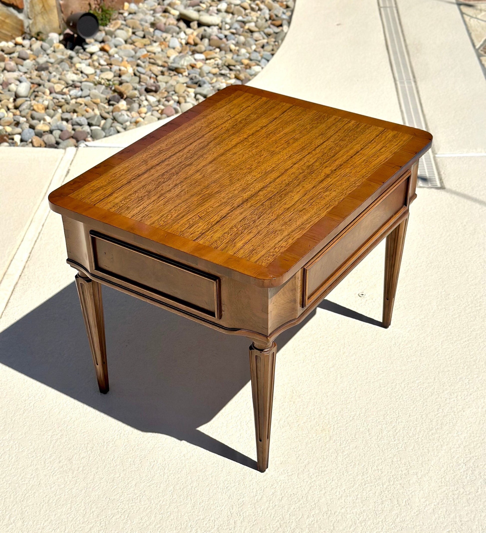 Vintage Rectangular Walnut Single Drawer Side Table by Tomlinson