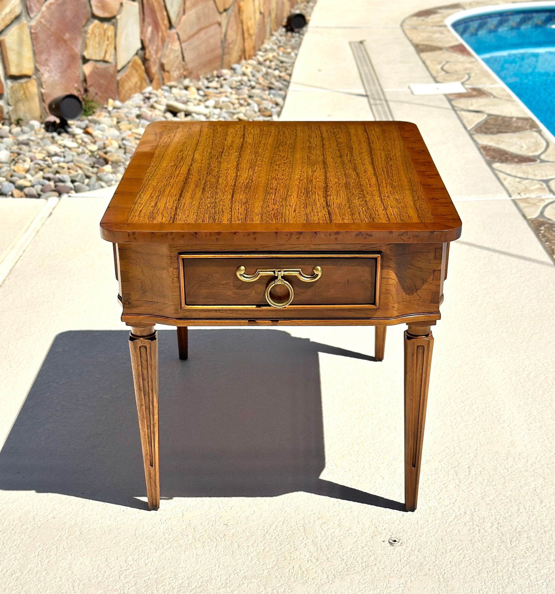 Vintage Rectangular Walnut Single Drawer Side Table by Tomlinson