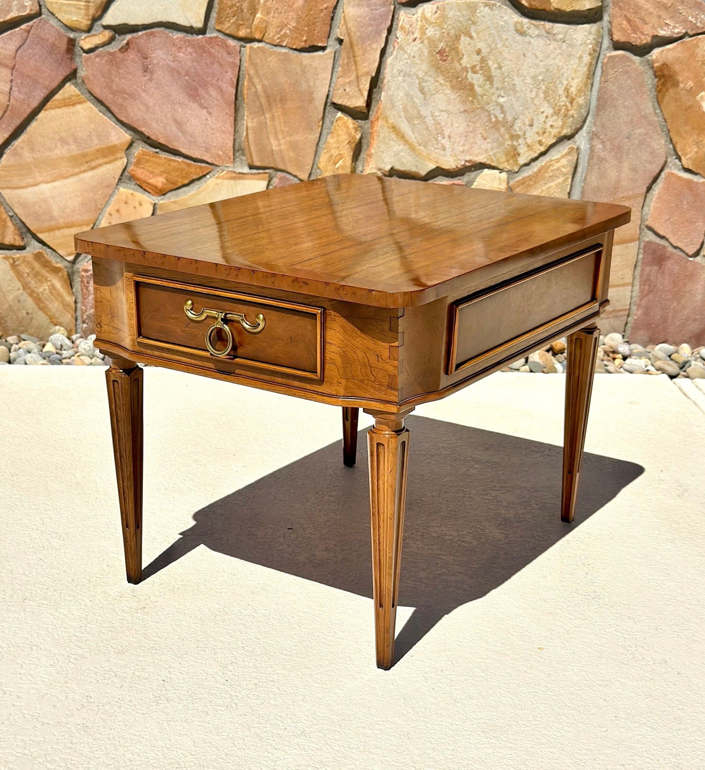 Vintage Rectangular Walnut Single Drawer Side Table by Tomlinson