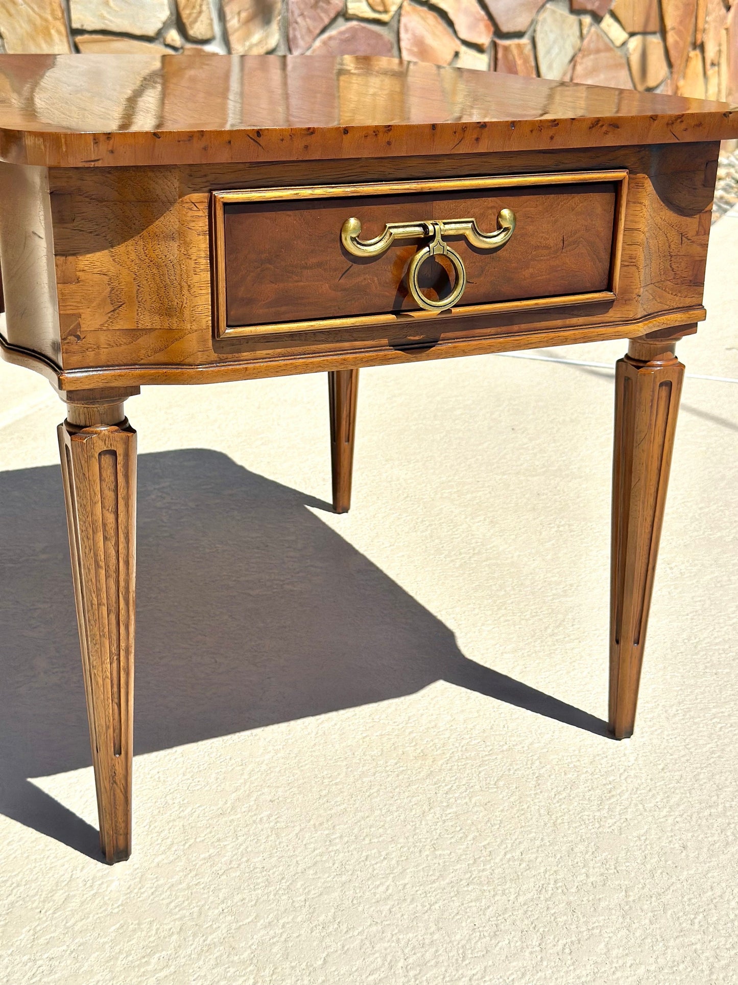 Vintage Rectangular Walnut Single Drawer Side Table by Tomlinson