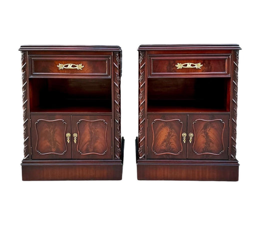 Pair of Vintage Victorian Flame Mahogany Nightstands