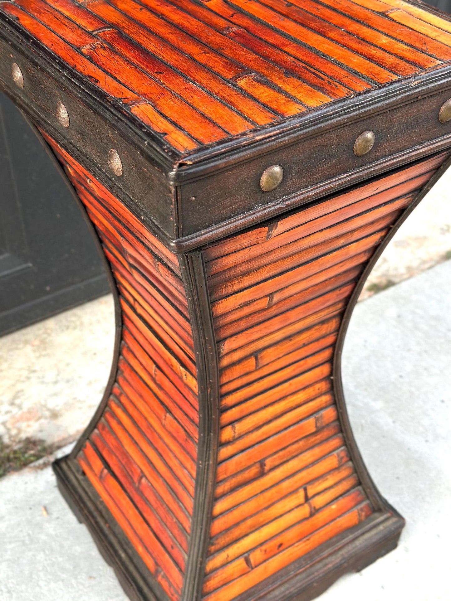 Vintage Handmade Burnished Bamboo Plant Stand