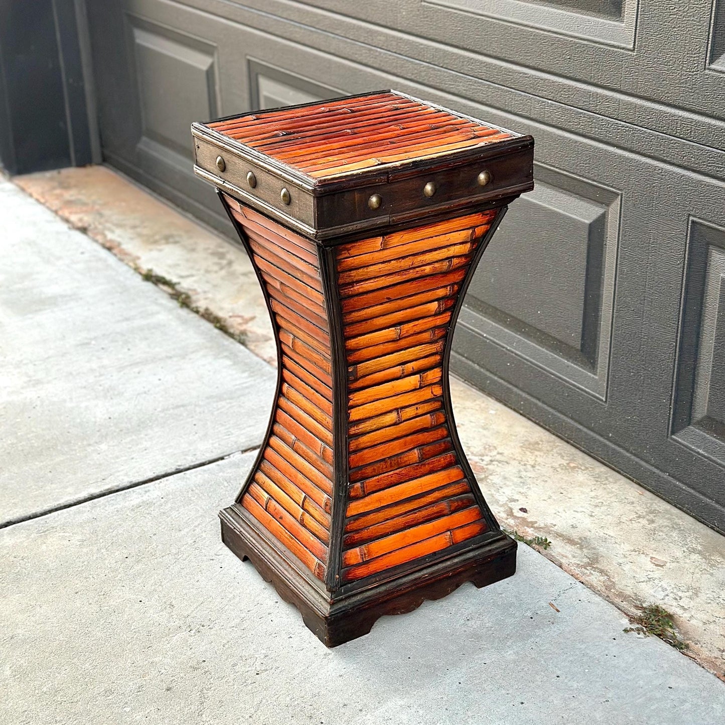 Vintage Handmade Burnished Bamboo Plant Stand