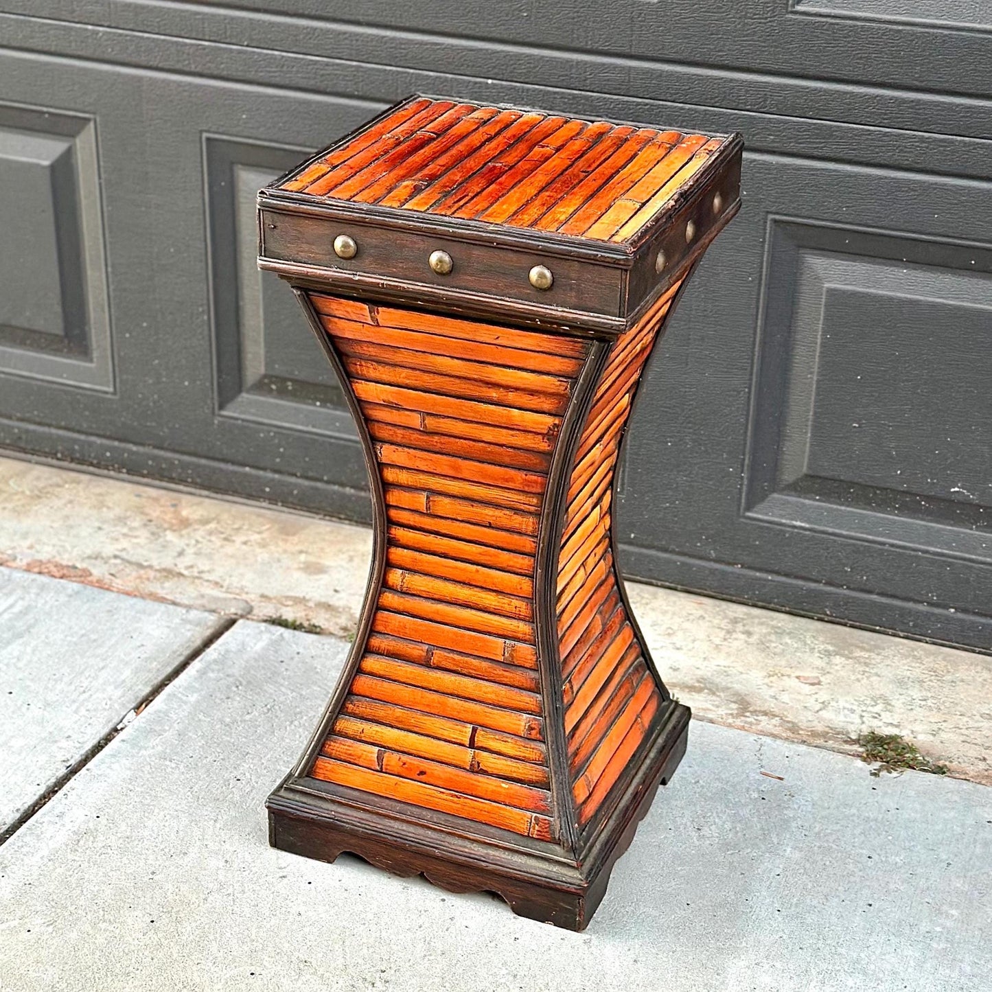 Vintage Handmade Burnished Bamboo Plant Stand