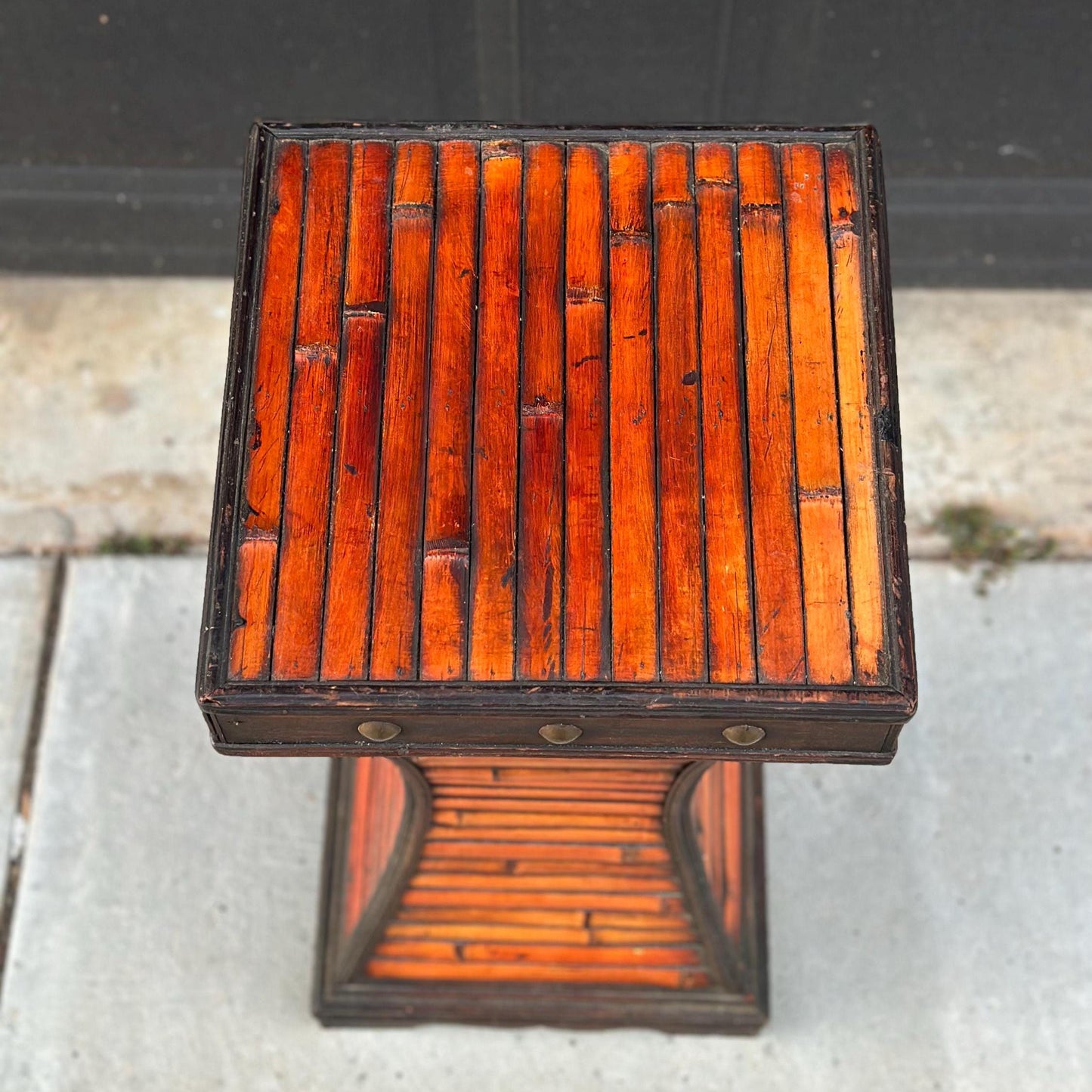 Vintage Handmade Burnished Bamboo Plant Stand