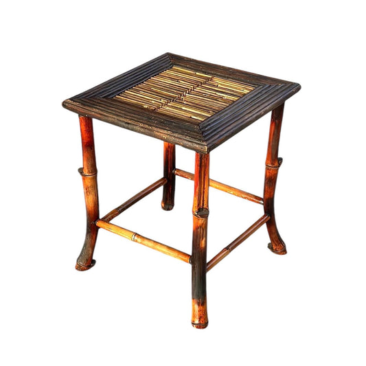 Vintage Burnished Bamboo Accent Side Table