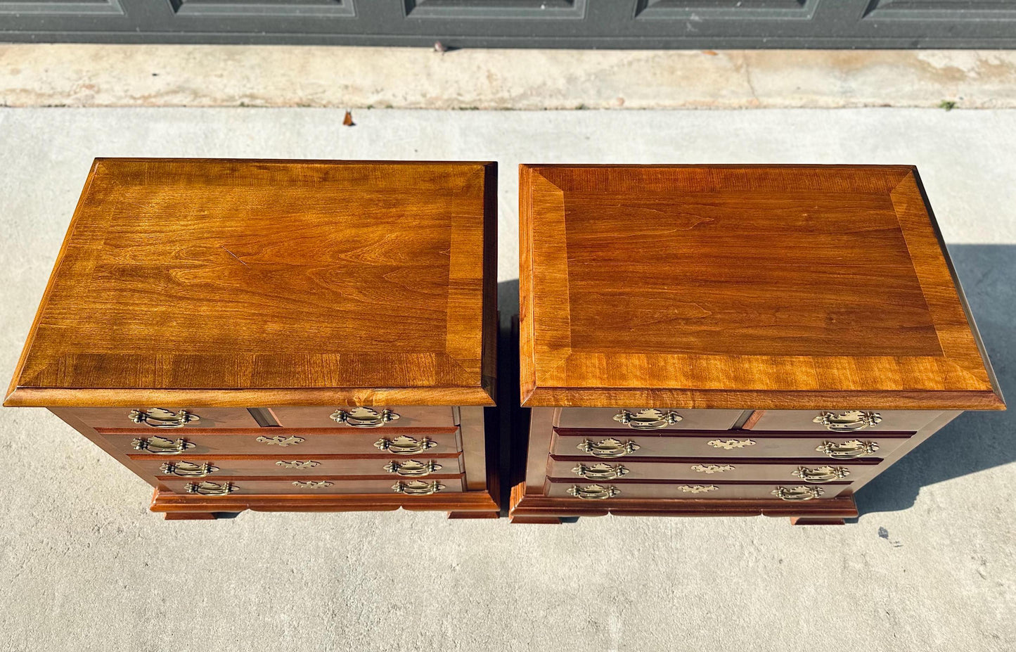 Pair of Vintage Solid Cherry Four Drawer Traditional Nightstands