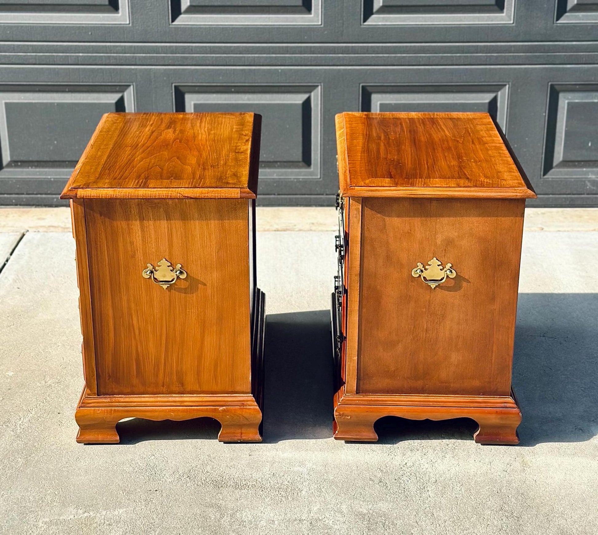 Pair of Vintage Solid Cherry Four Drawer Traditional Nightstands