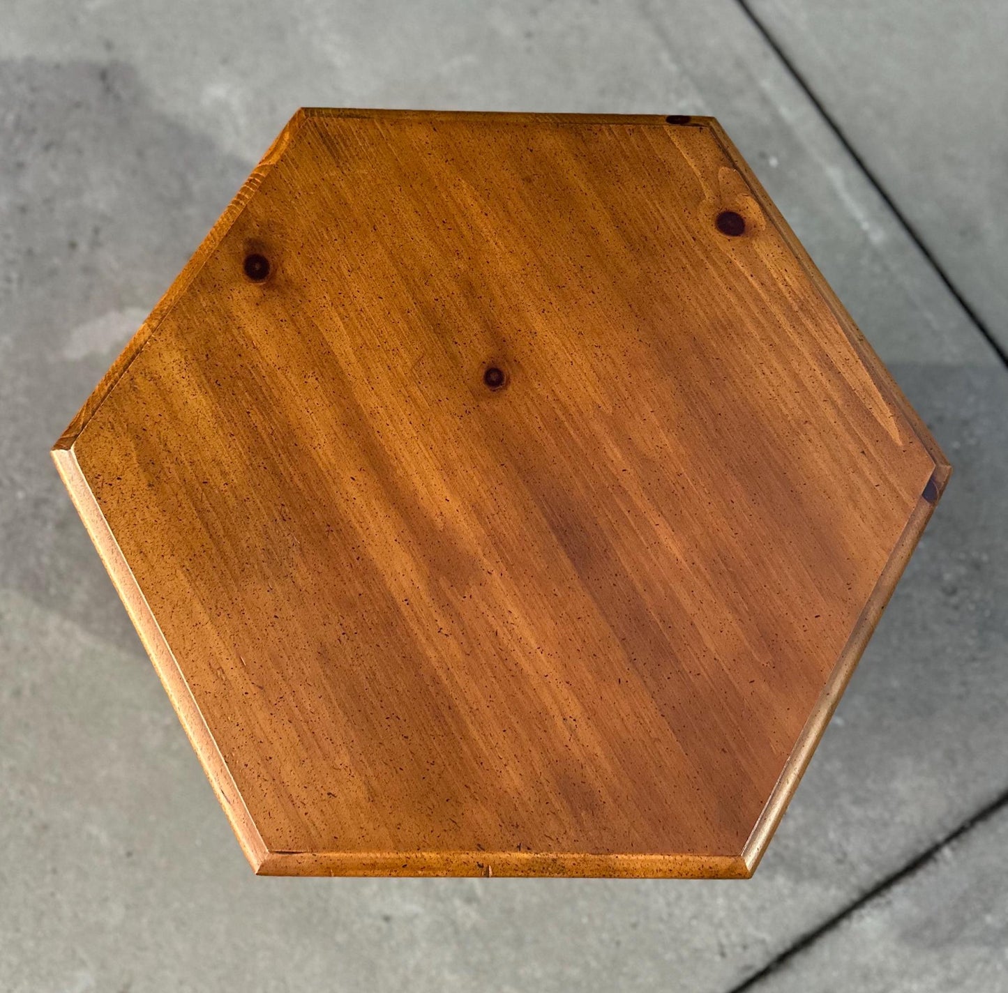 Vintage Oak Hexagon Cabinet End Table