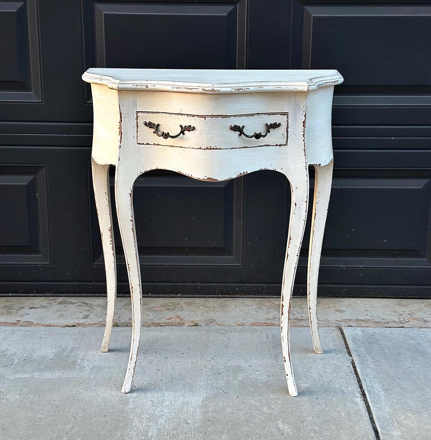 Vintage White Painted Solid Wood French Accent Entry Table