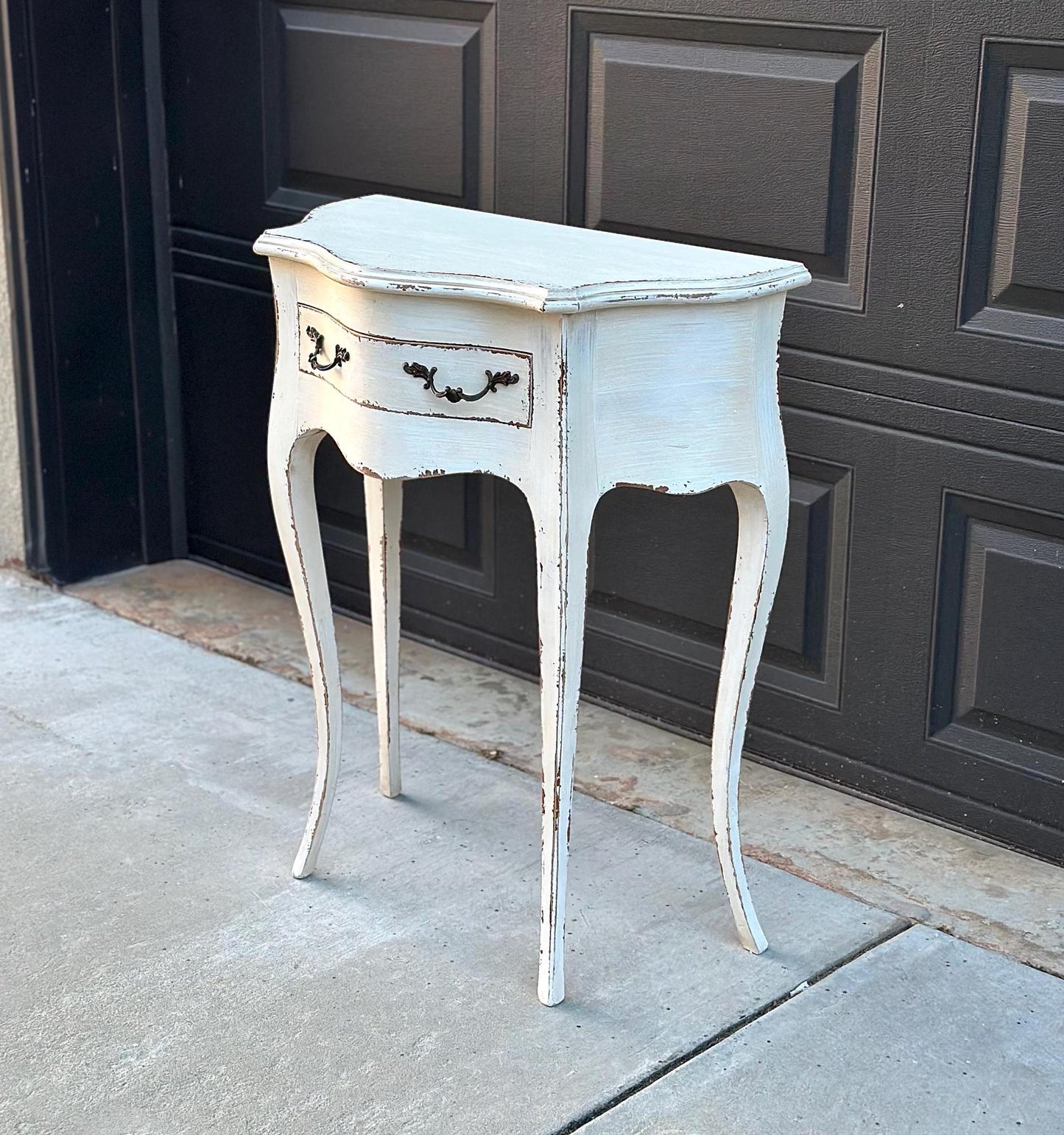 Vintage White Painted Solid Wood French Accent Entry Table