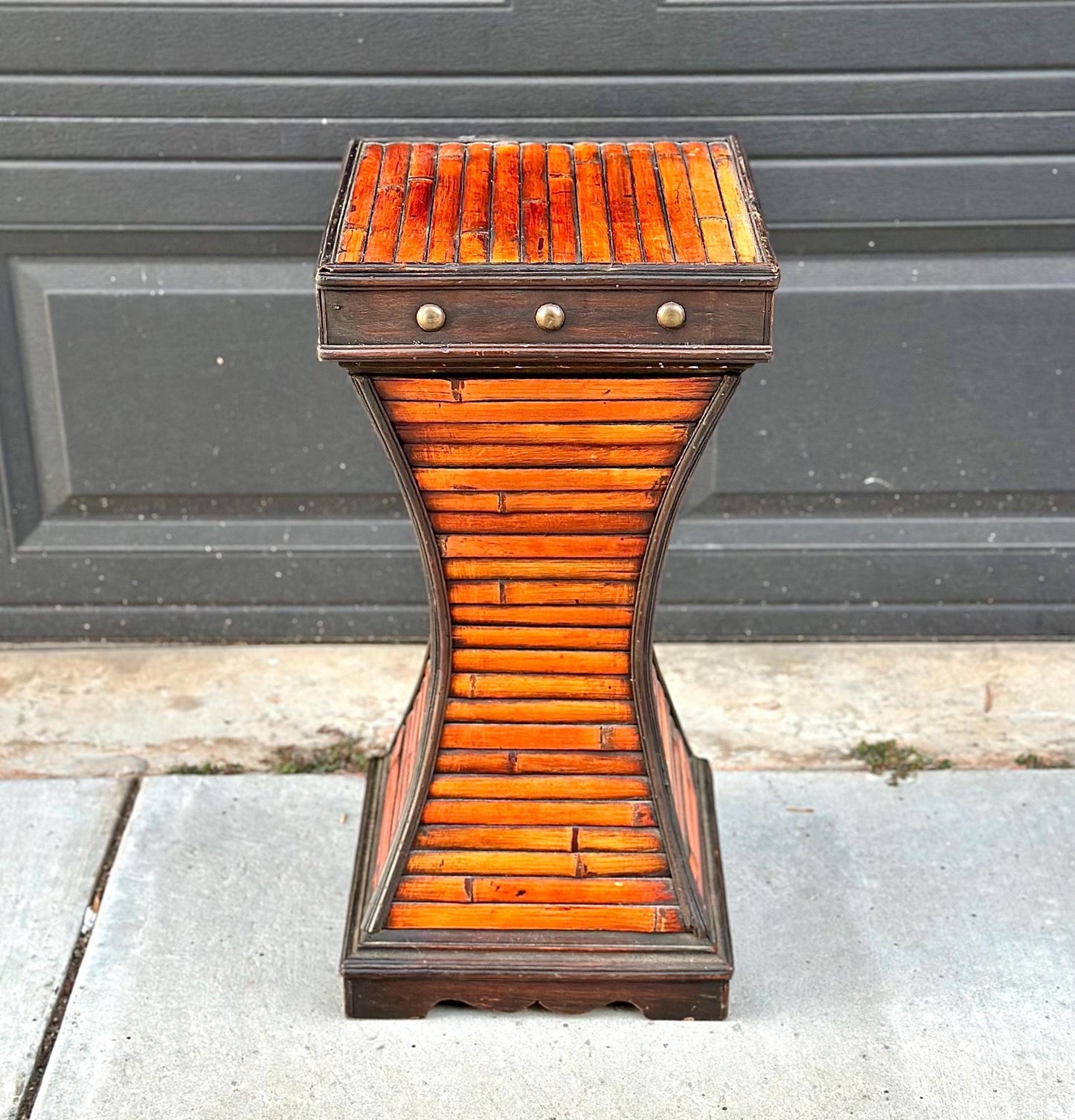 Vintage Handmade Burnished Bamboo Plant Stand