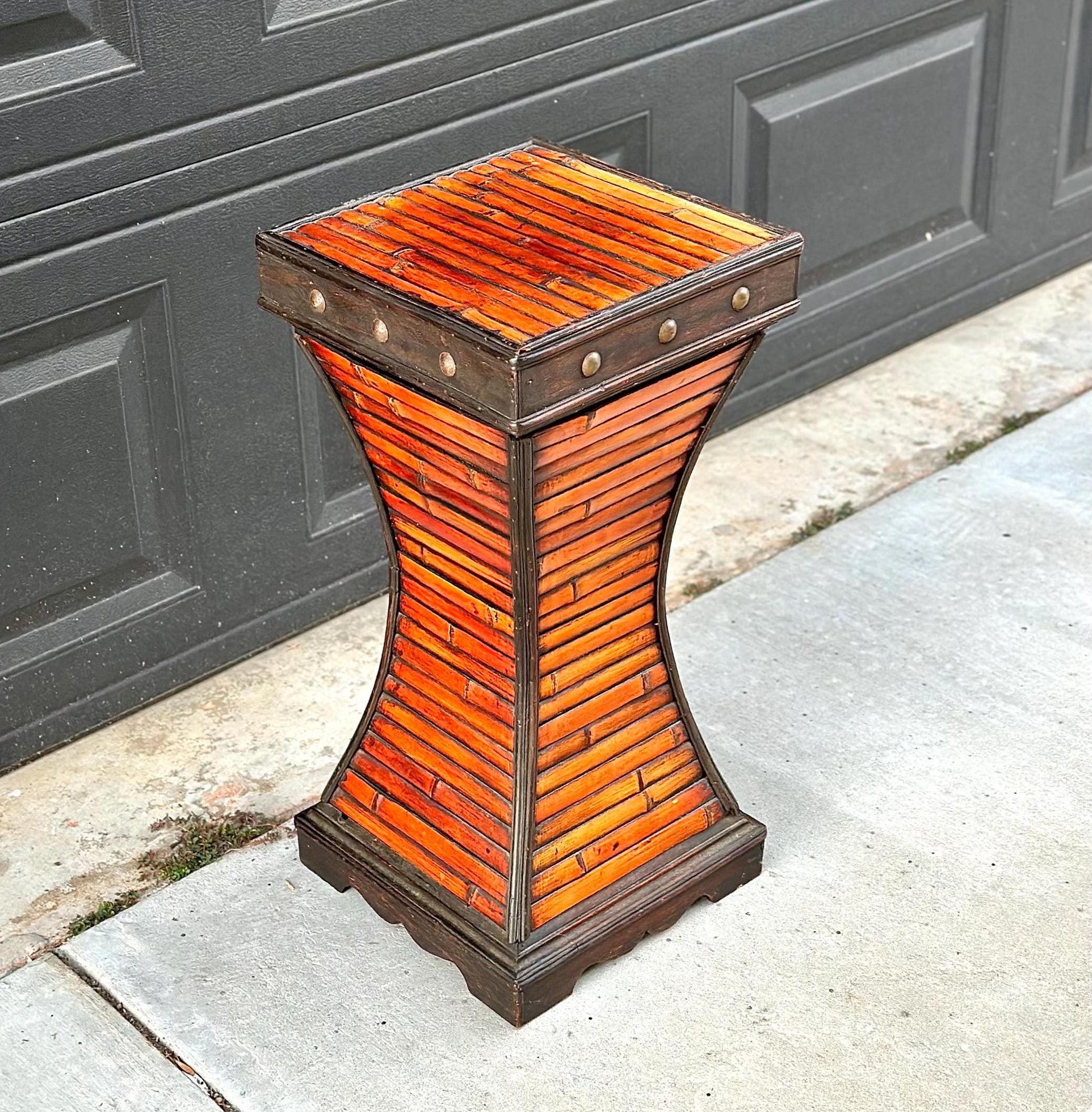 Vintage Handmade Burnished Bamboo Plant Stand