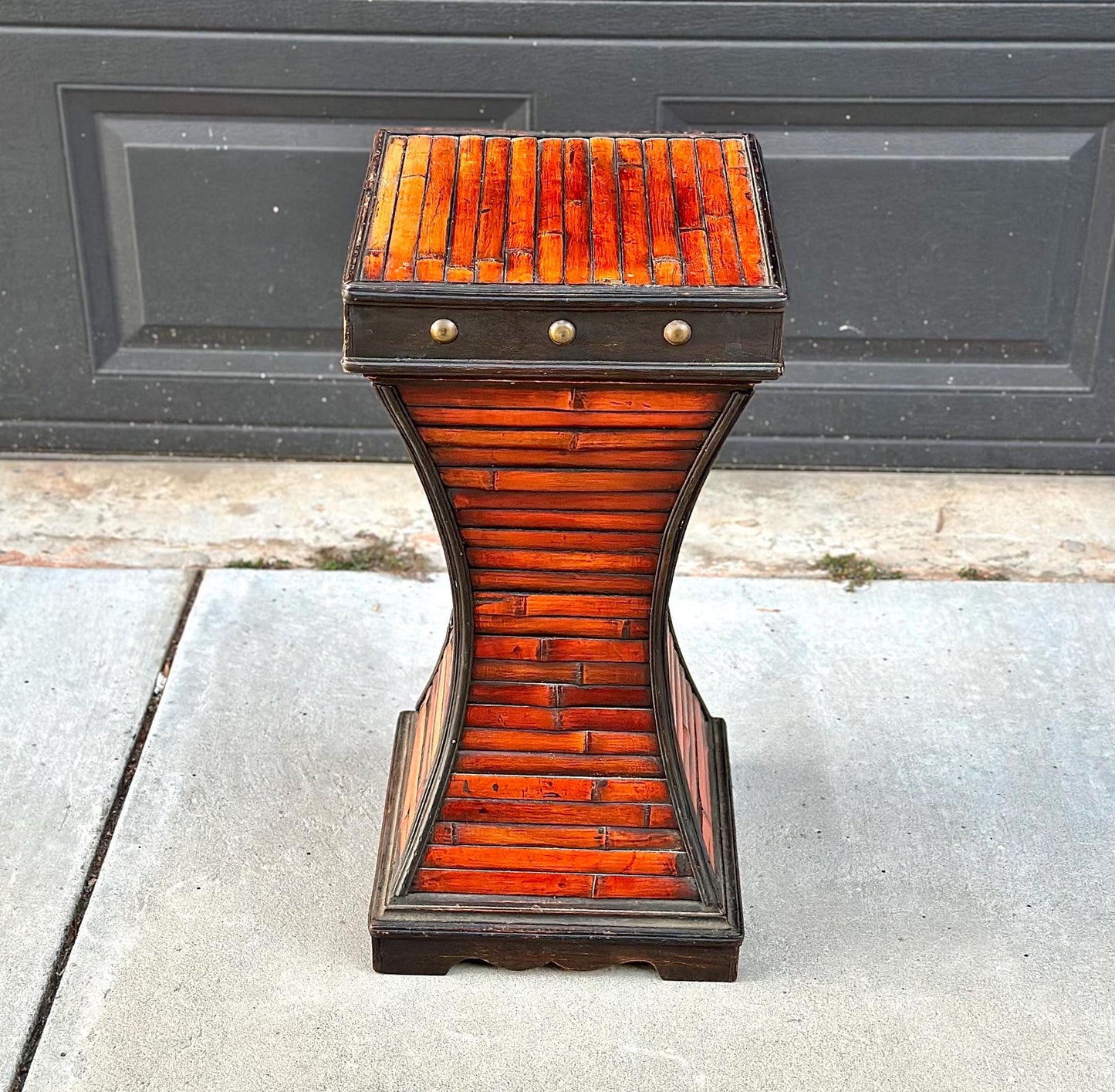 Vintage Handmade Burnished Bamboo Plant Stand