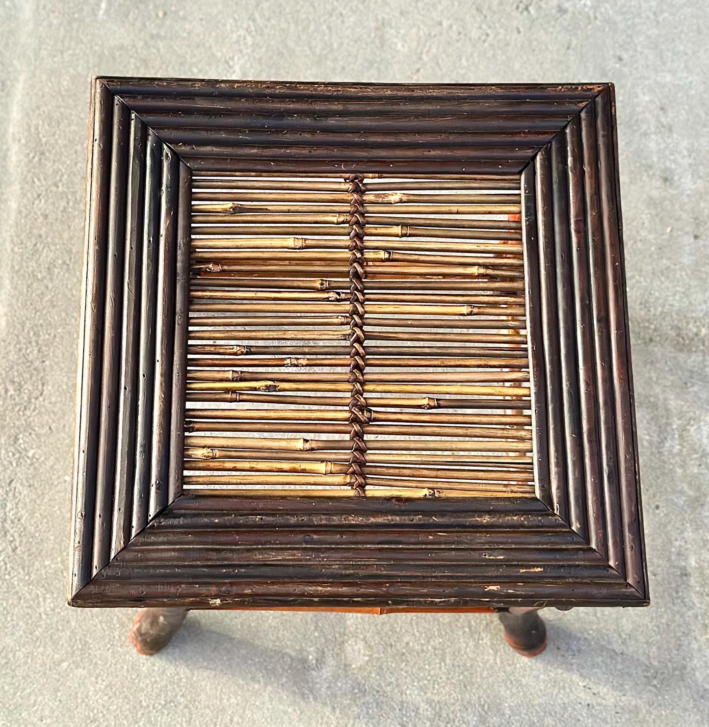 Vintage Burnished Bamboo Accent Side Table