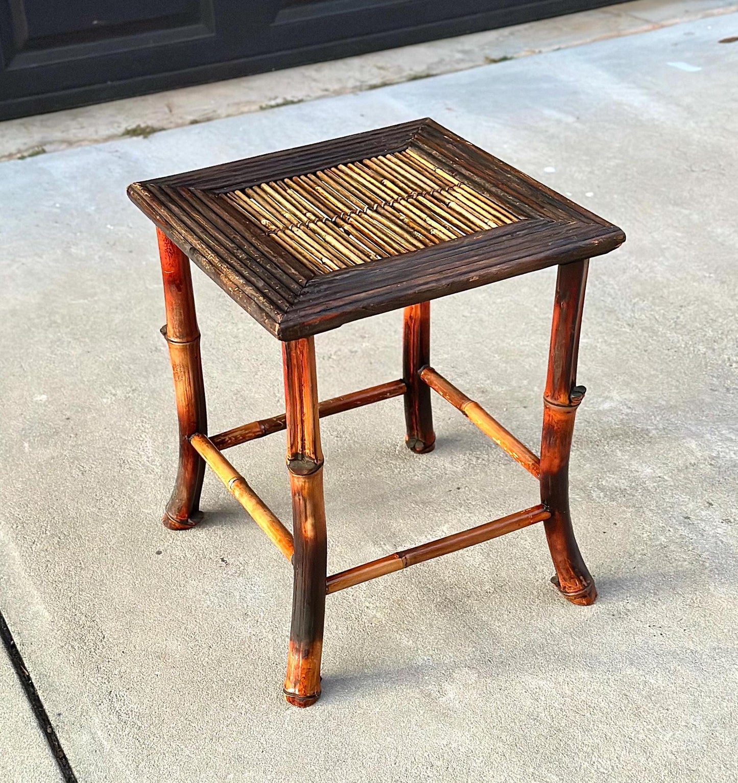 Vintage Burnished Bamboo Accent Side Table