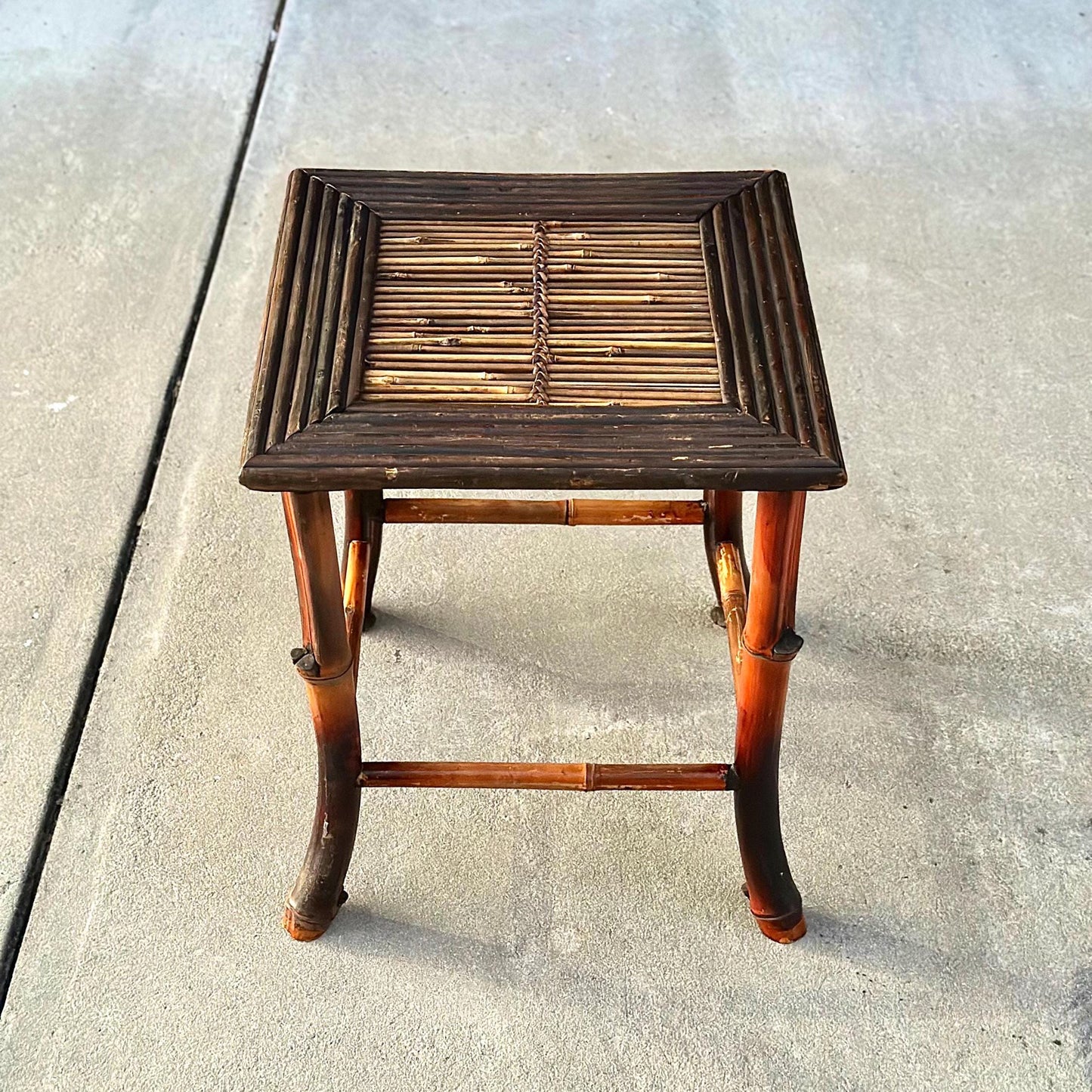 Vintage Burnished Bamboo Accent Side Table