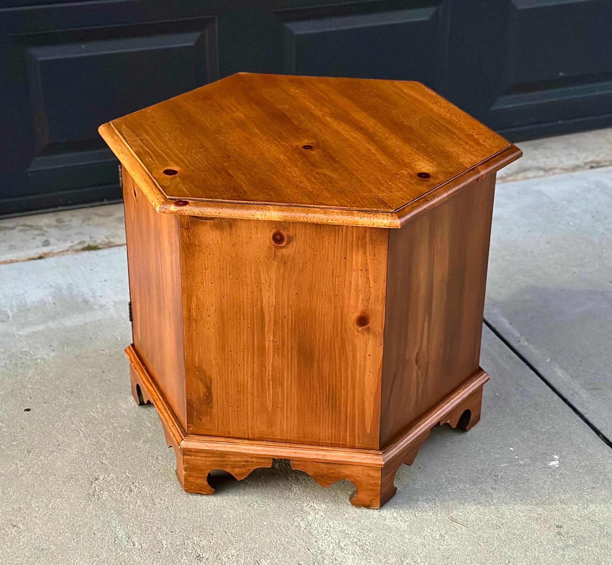 Vintage Oak Hexagon Cabinet End Table