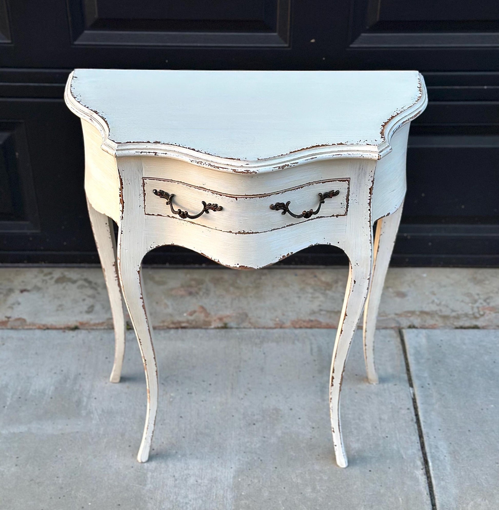 Vintage White Painted Solid Wood French Accent Entry Table