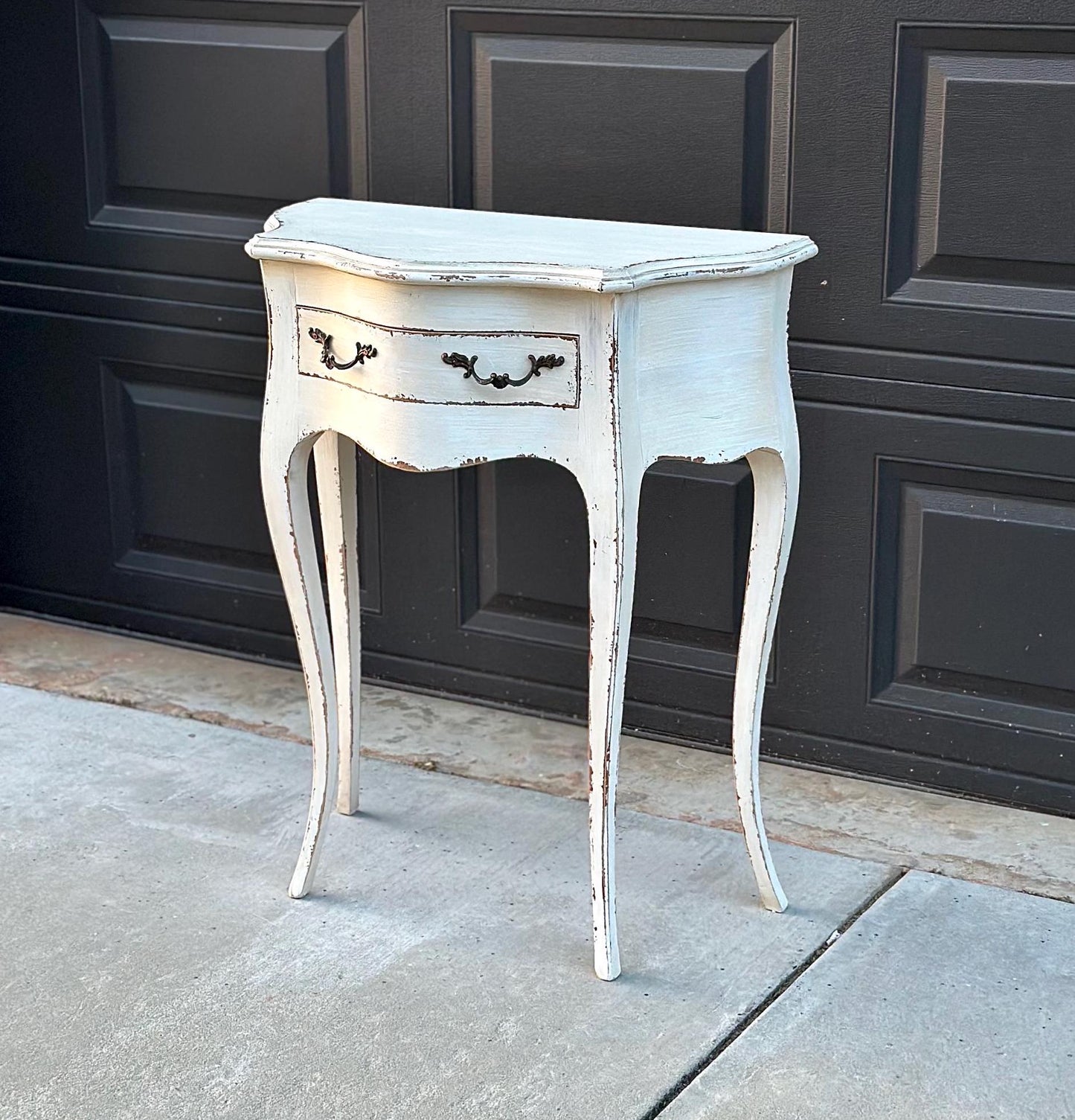 Vintage White Painted Solid Wood French Accent Entry Table