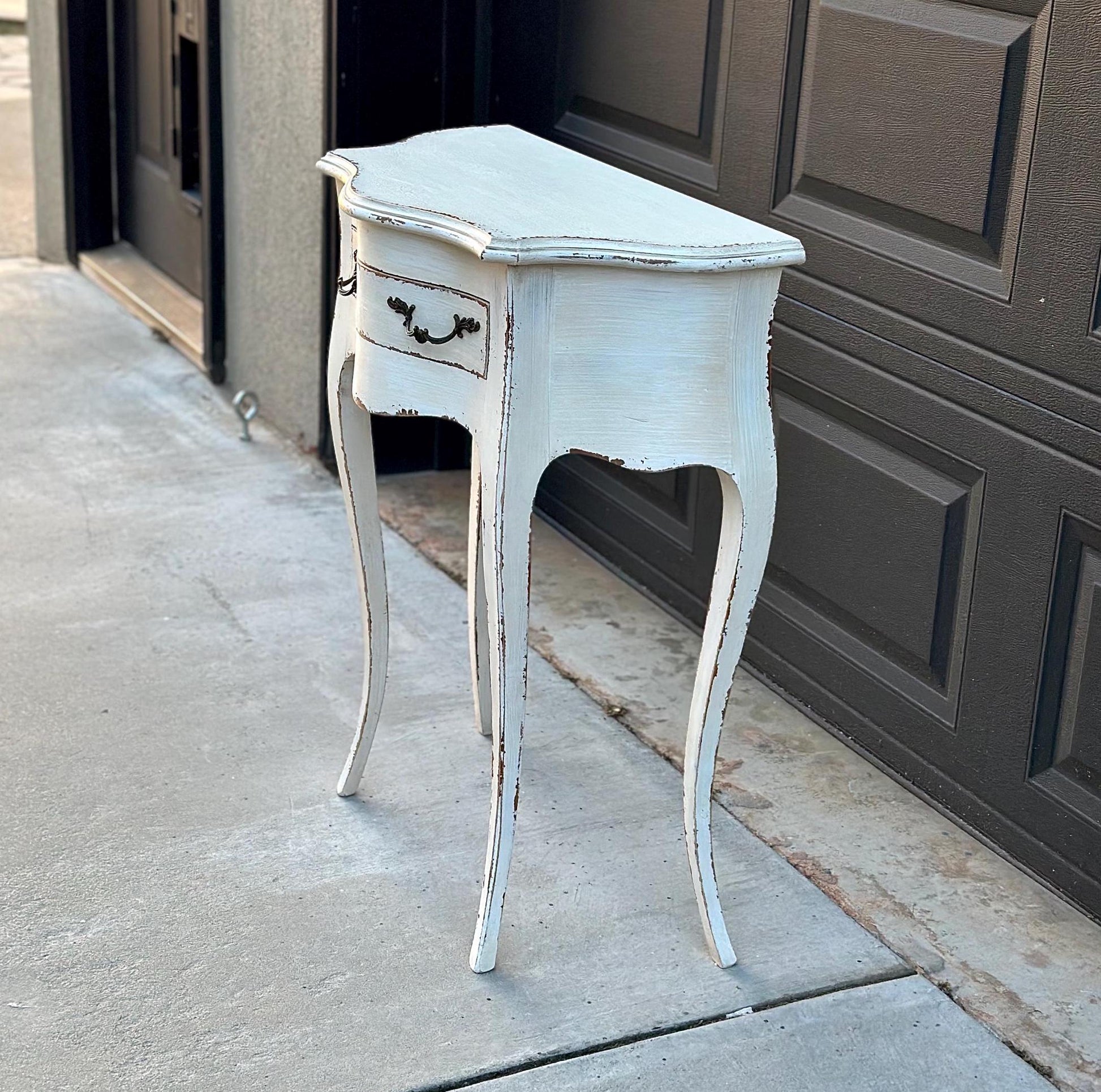 Vintage White Painted Solid Wood French Accent Entry Table