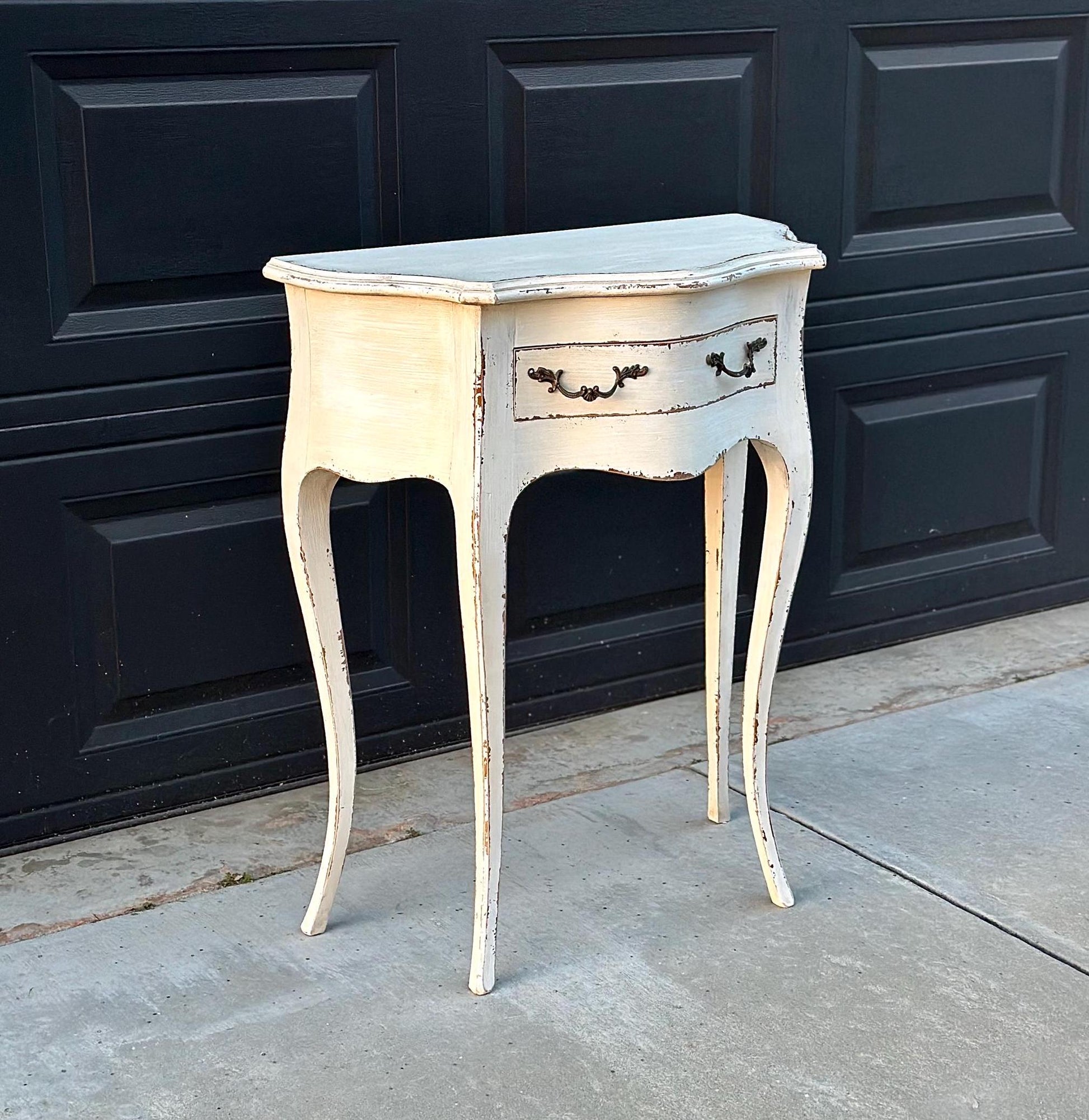 Vintage White Painted Solid Wood French Accent Entry Table