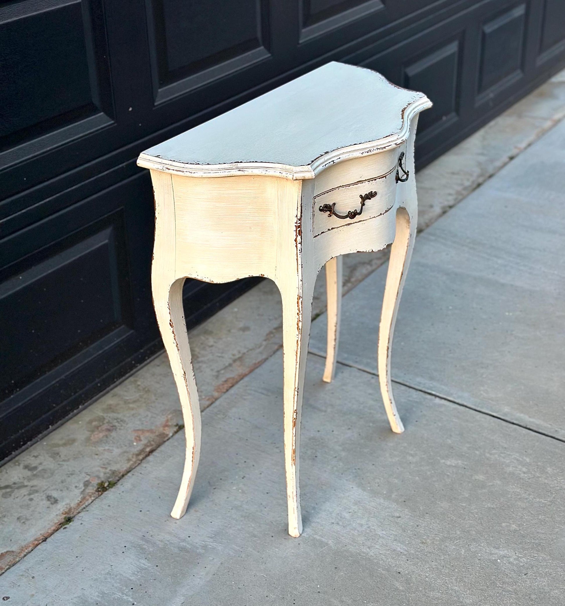 Vintage White Painted Solid Wood French Accent Entry Table