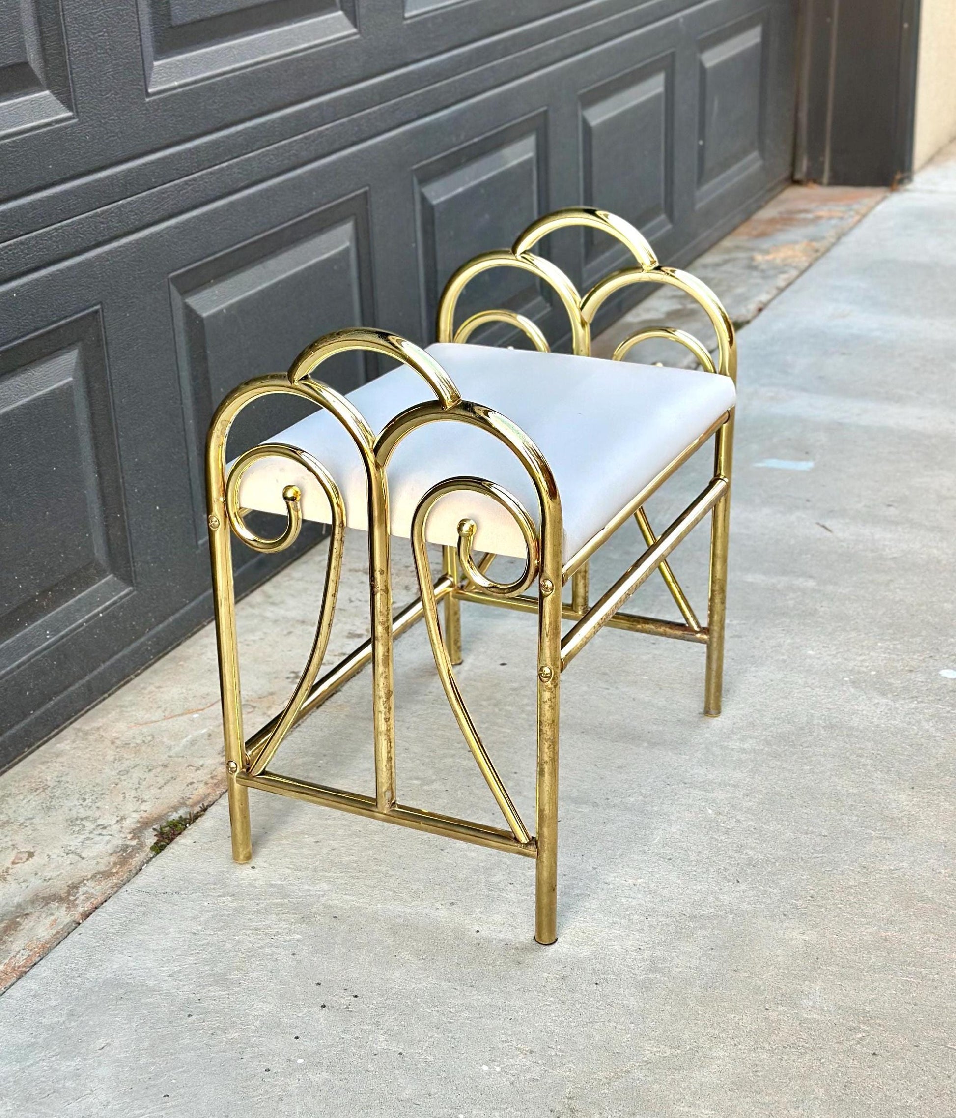 Vintage 1980's Gold Vanity Stool