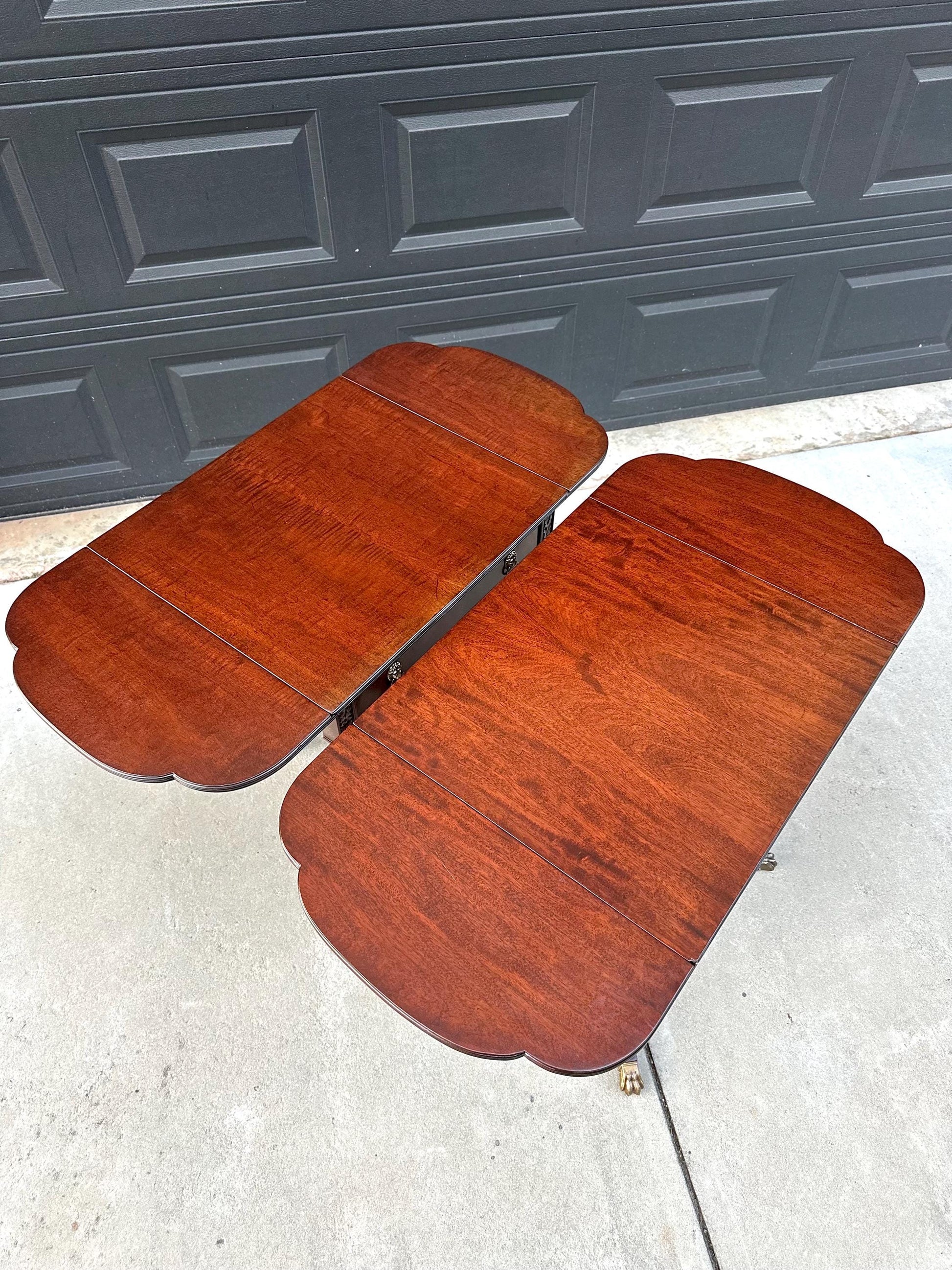 Pair of Vintage Mahogany Drop Leaf Lion Head Nightstands