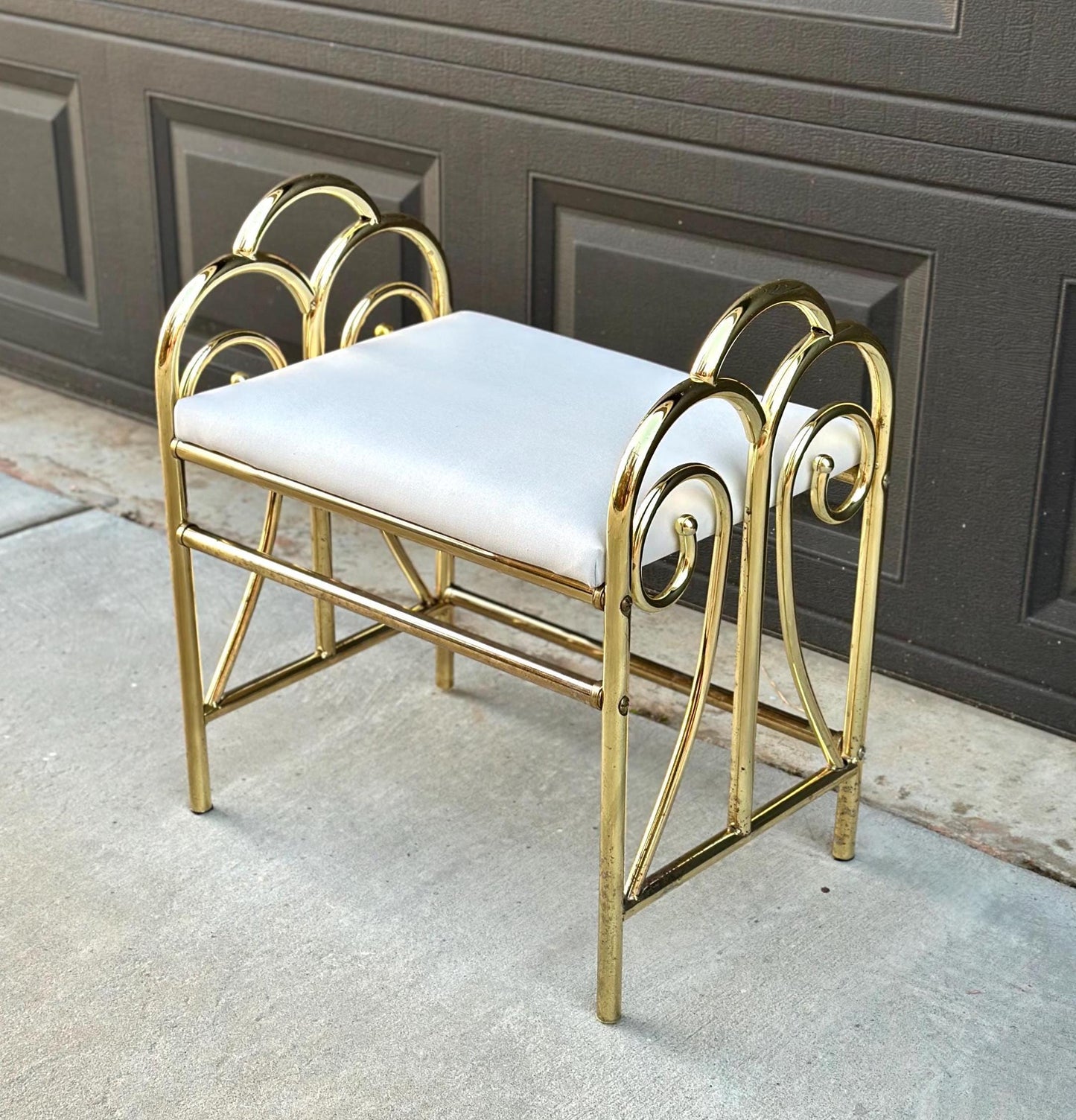 Vintage 1980's Gold Vanity Stool