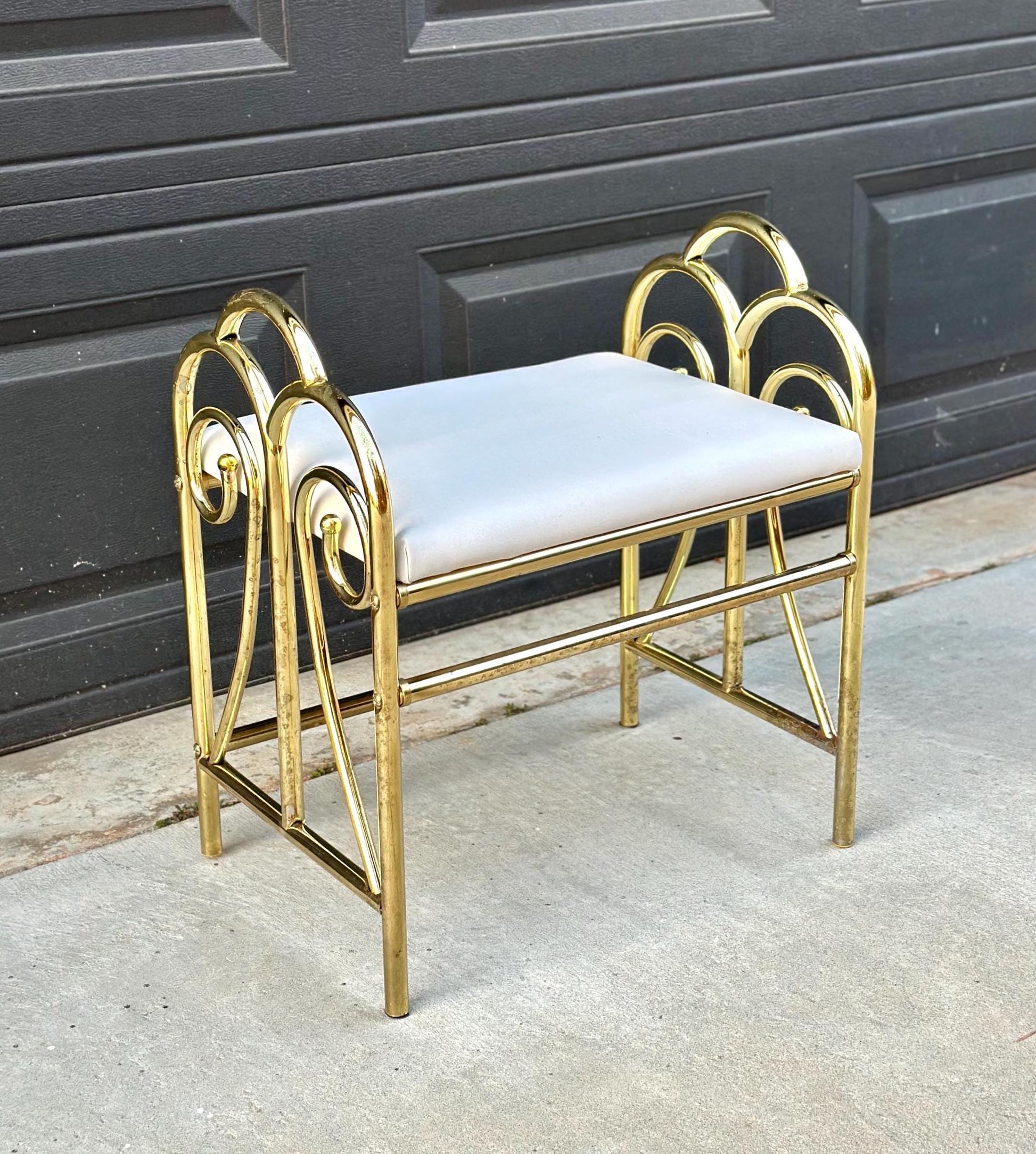 Vintage 1980's Gold Vanity Stool