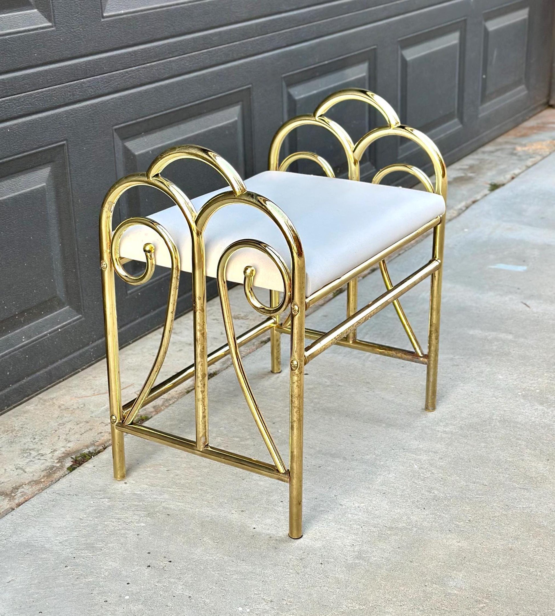 Vintage 1980's Gold Vanity Stool