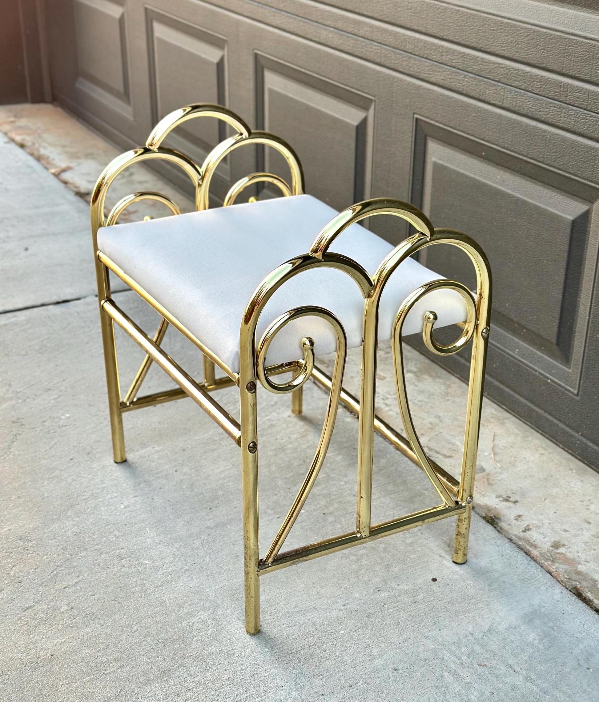 Vintage 1980's Gold Vanity Stool