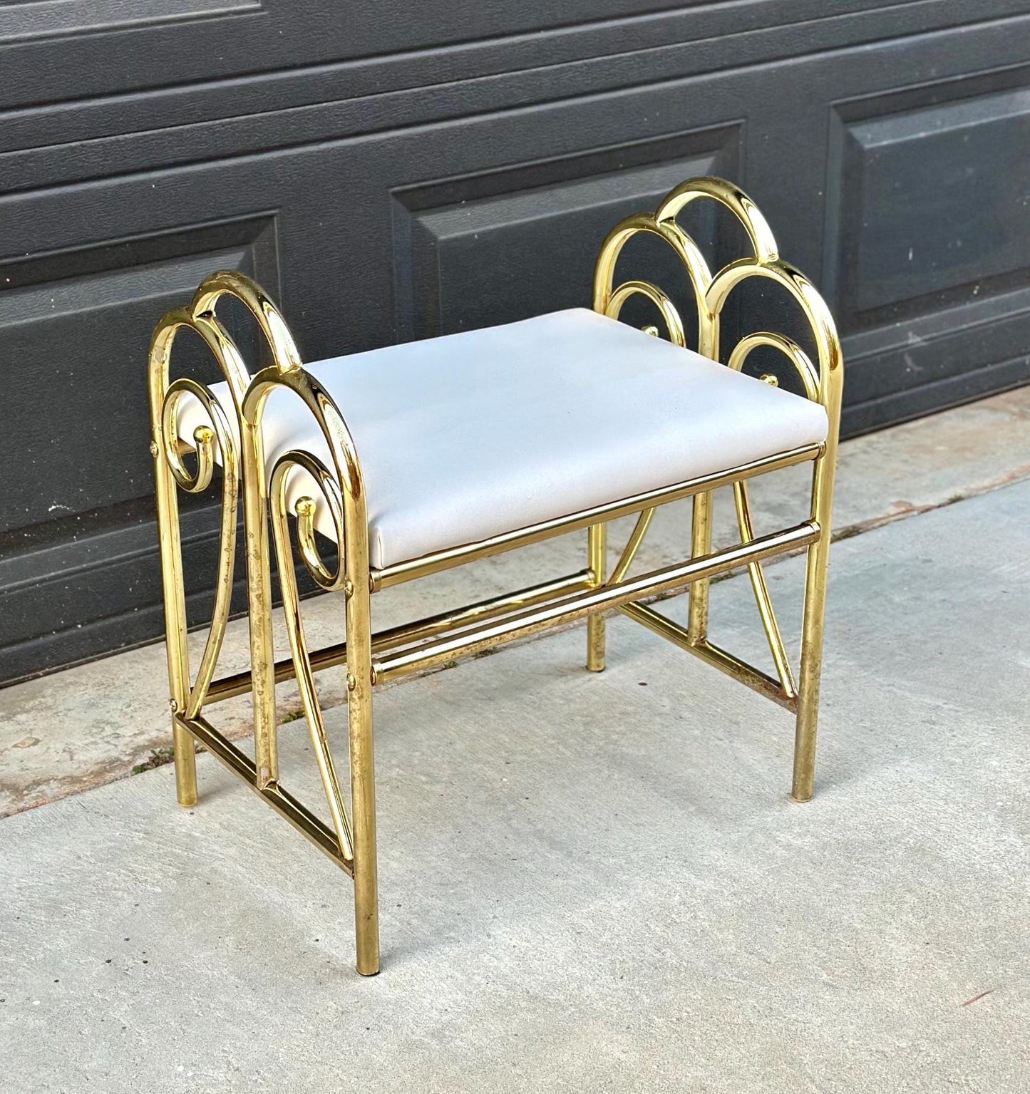 Vintage 1980's Gold Vanity Stool