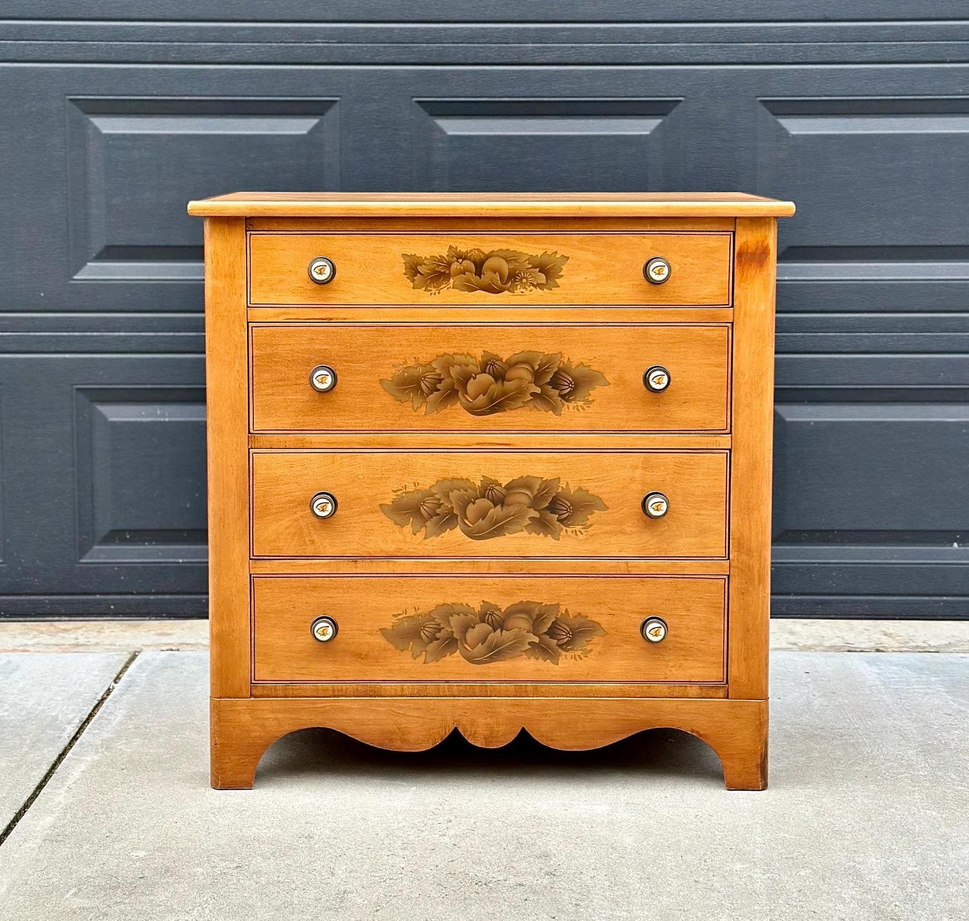 Vintage L. Hitchcock Solid Wood 4 Drawer Maple Chest