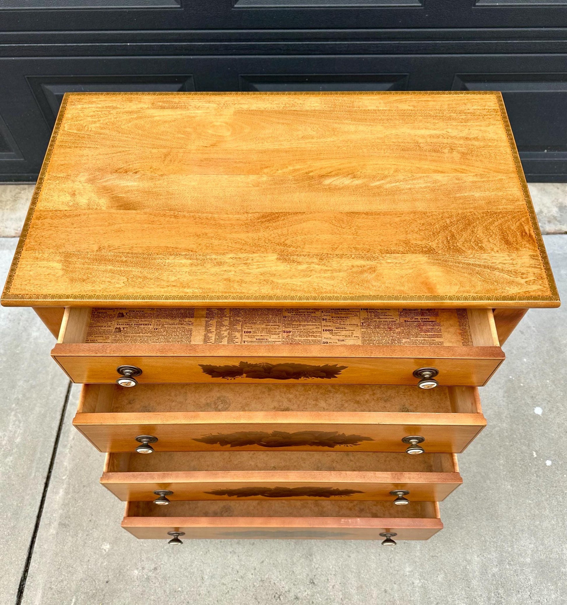 Vintage L. Hitchcock Solid Wood 4 Drawer Maple Chest