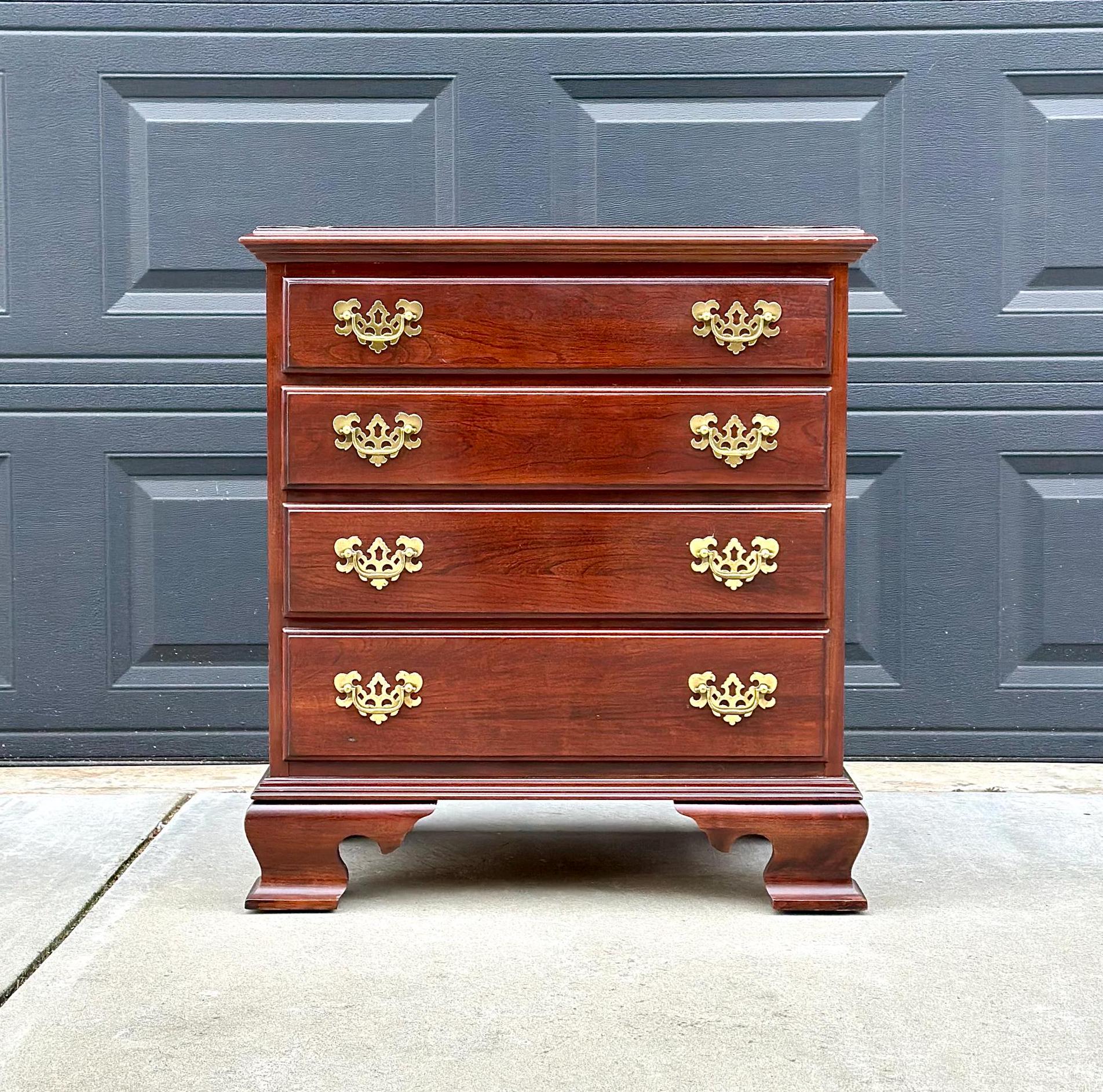 Vintage Solid Cherry Four Drawer Traditional Nightstand