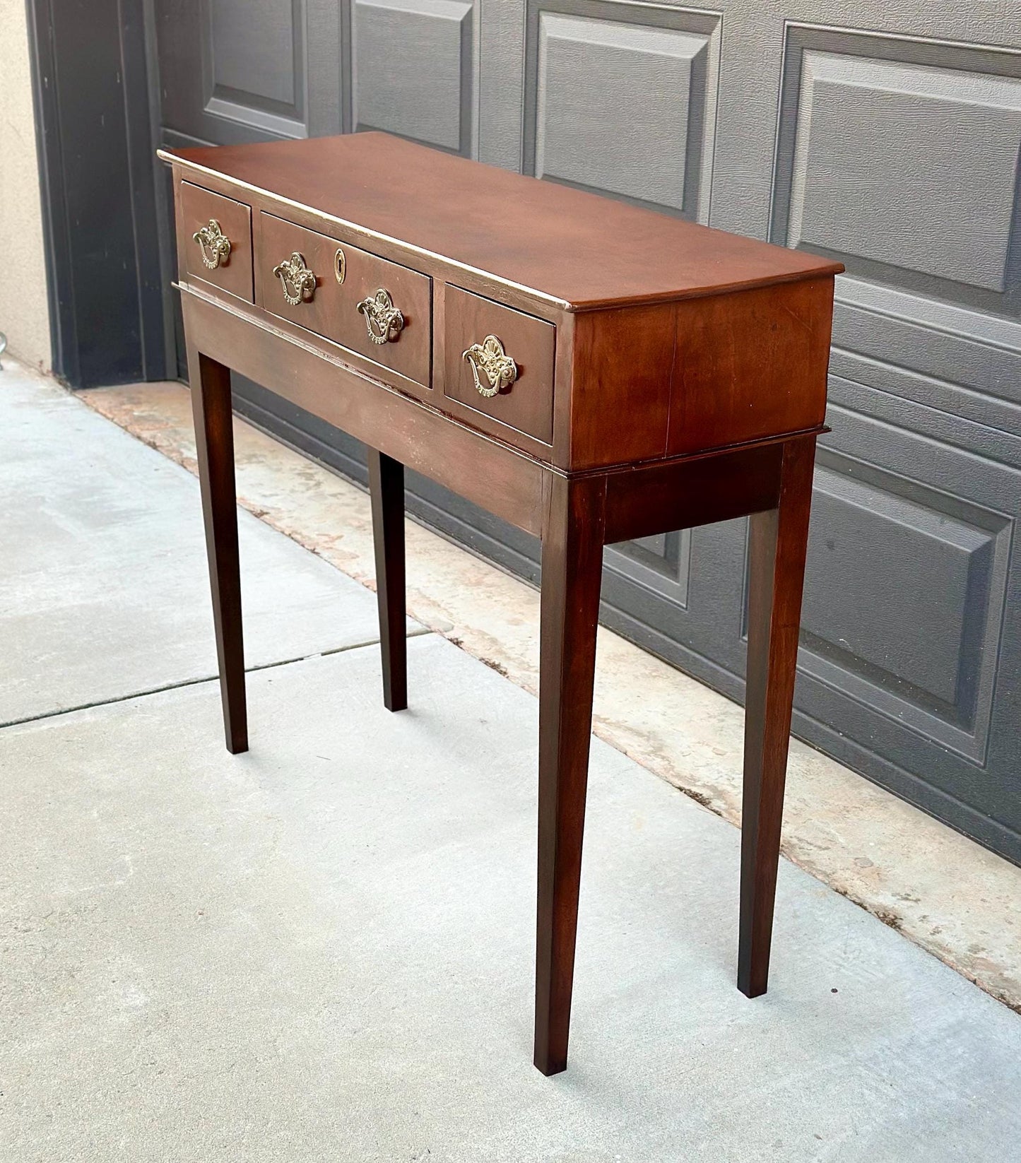 Antique Narrow Solid Mahogany Edwardian Console Table