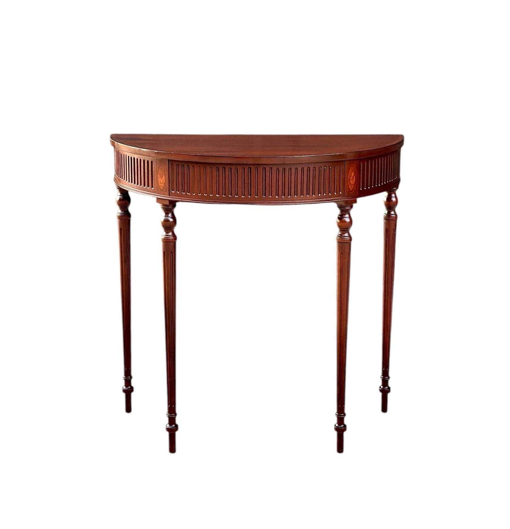 Vintage Mahogany Demilune Console & Entry Table