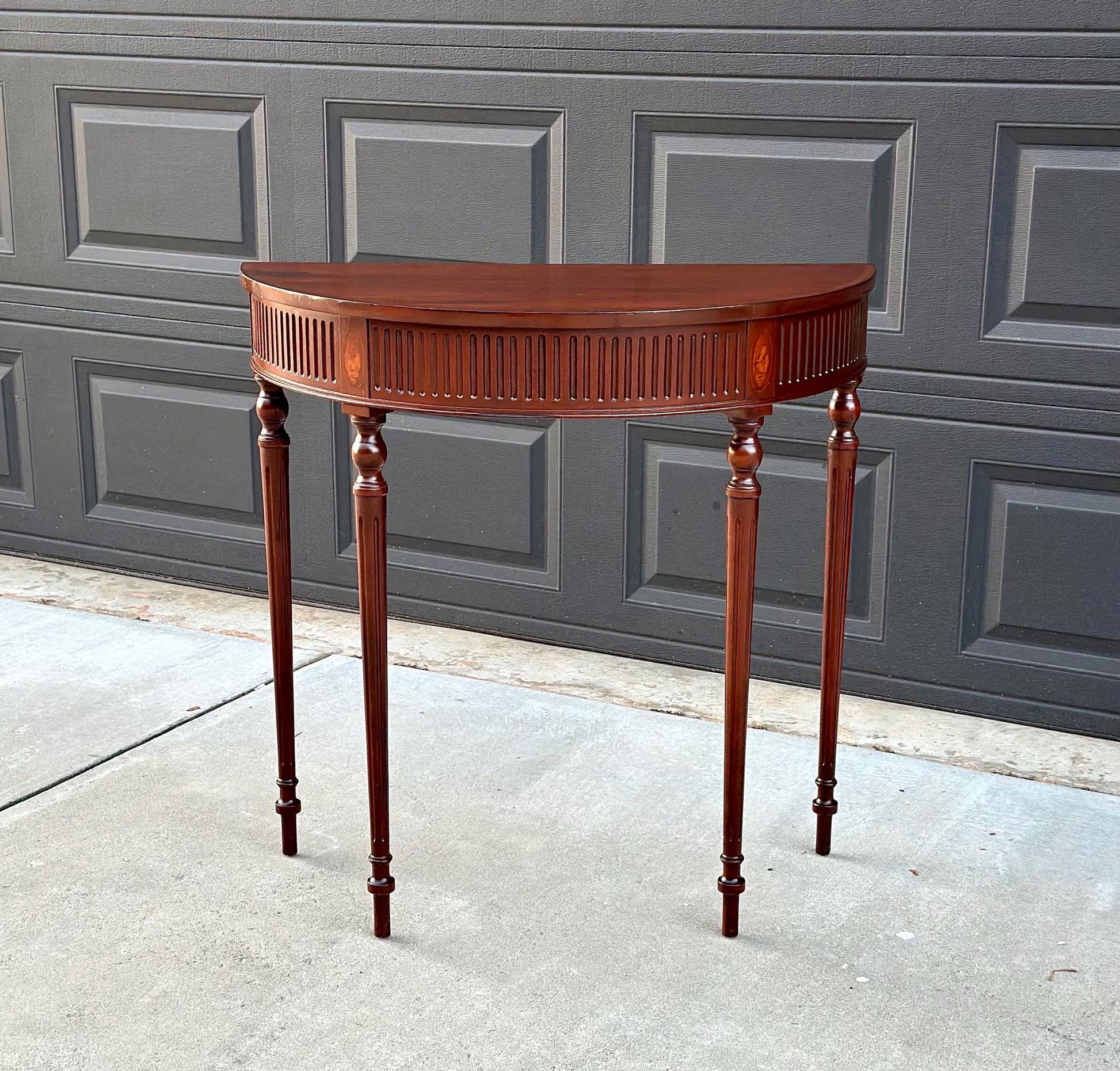 Vintage Mahogany Demilune Console & Entry Table