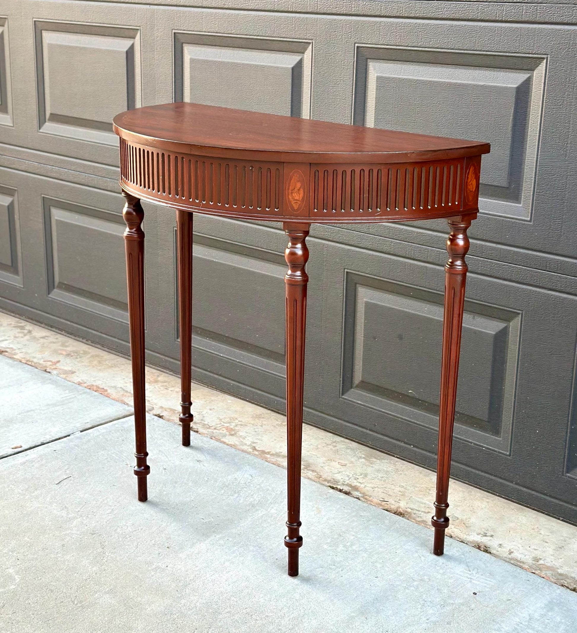 Vintage Mahogany Demilune Console & Entry Table