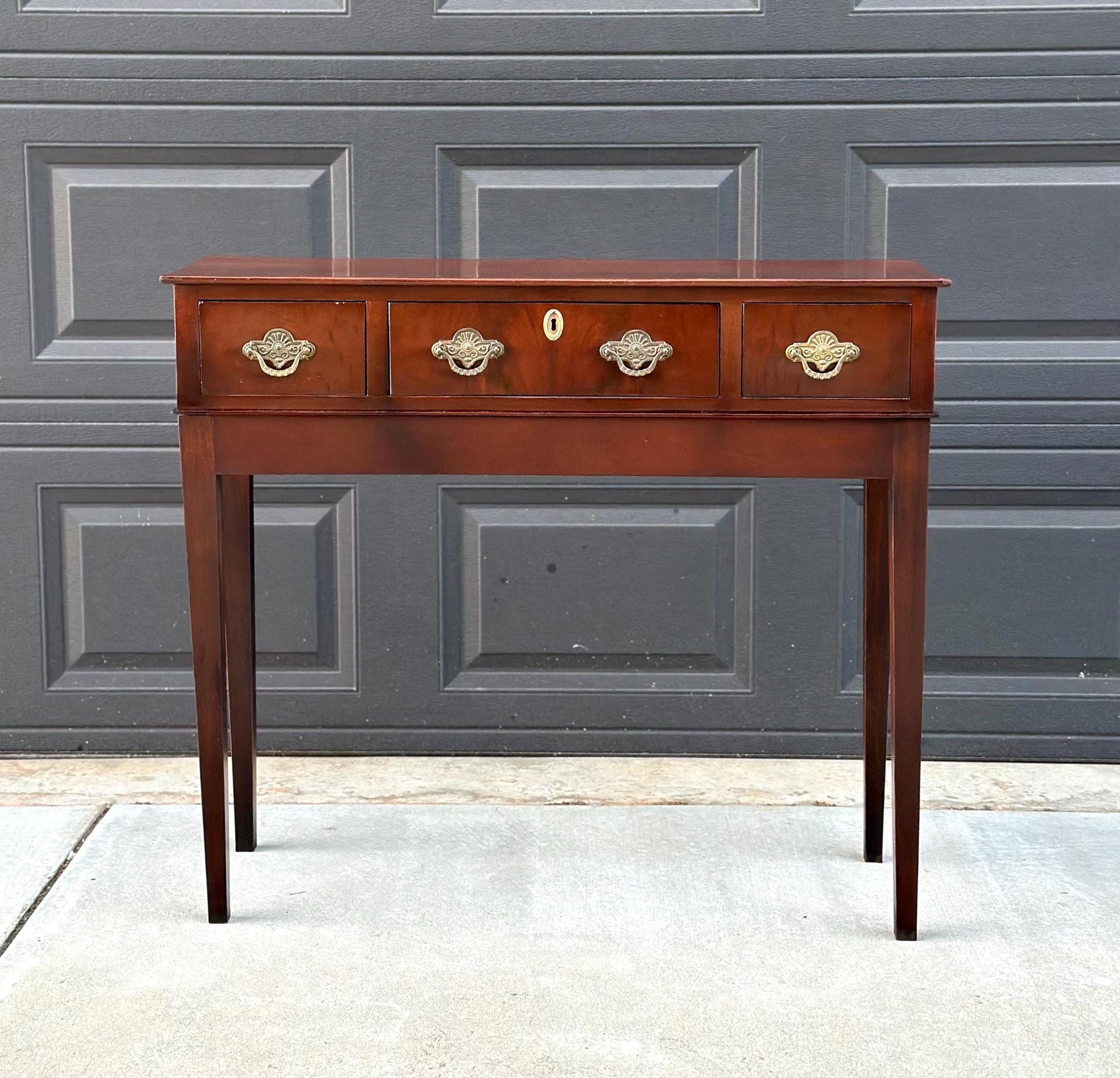 Antique Narrow Solid Mahogany Edwardian Console Table