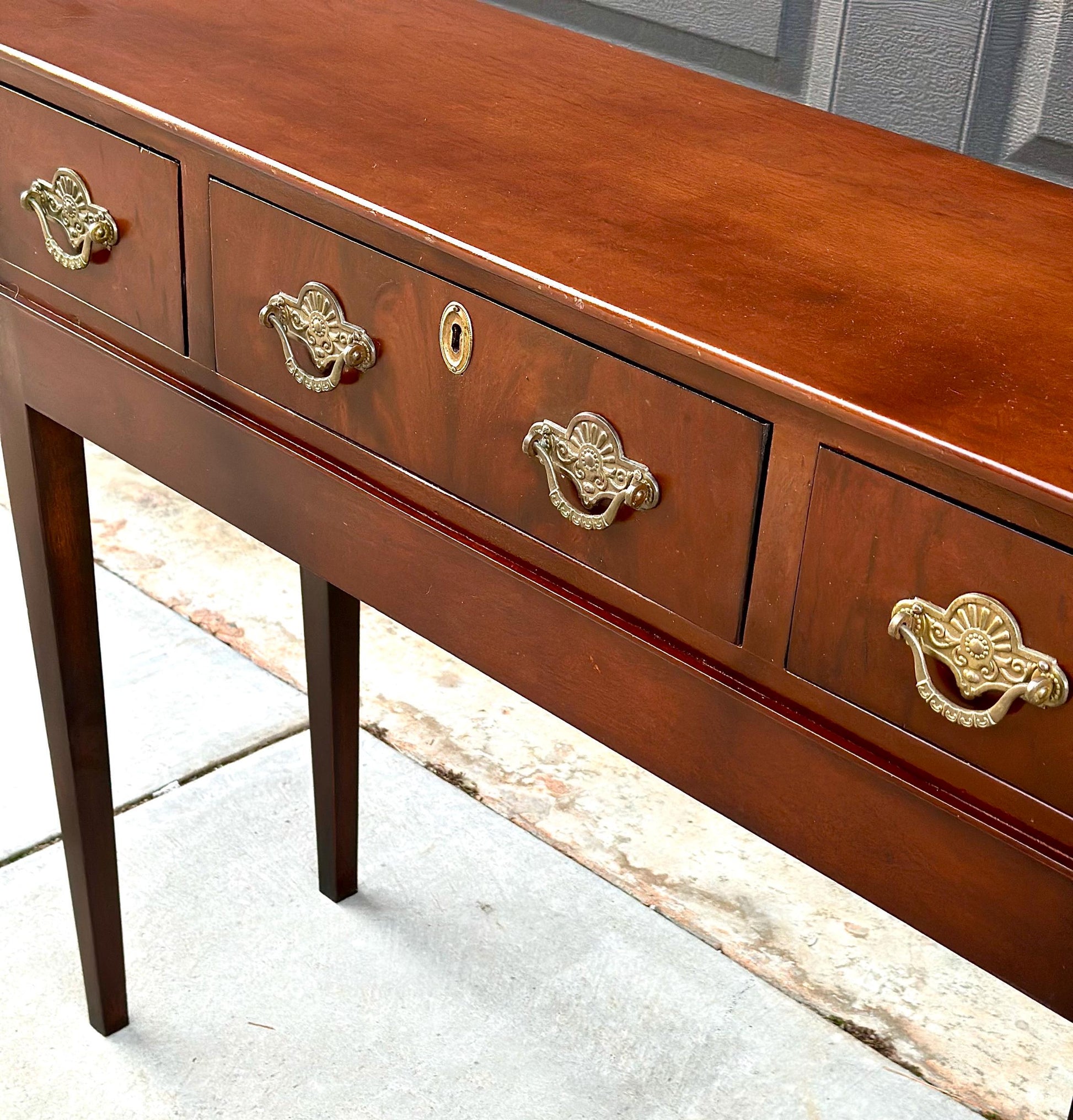 Antique Narrow Solid Mahogany Edwardian Console Table