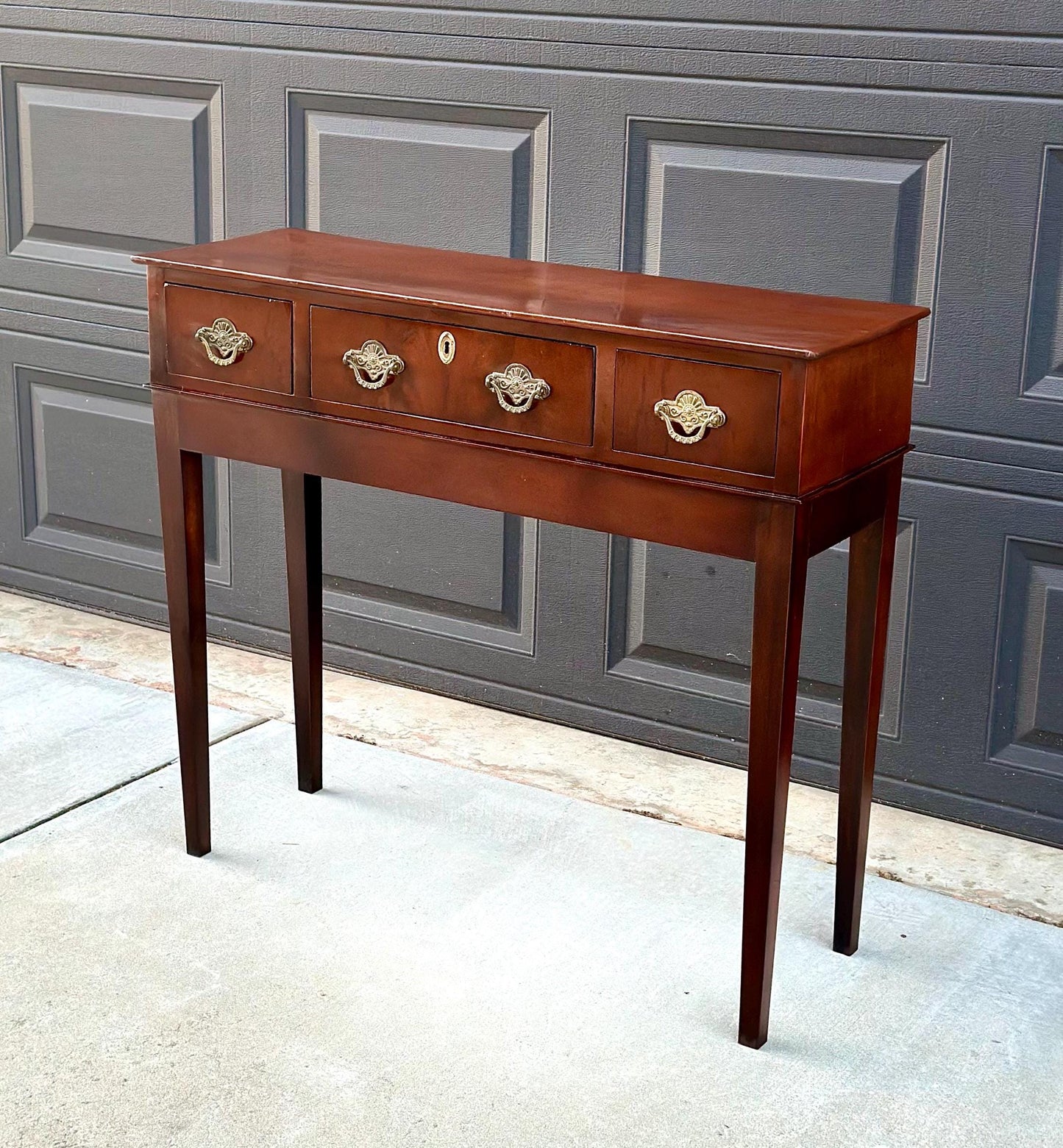 Antique Narrow Solid Mahogany Edwardian Console Table