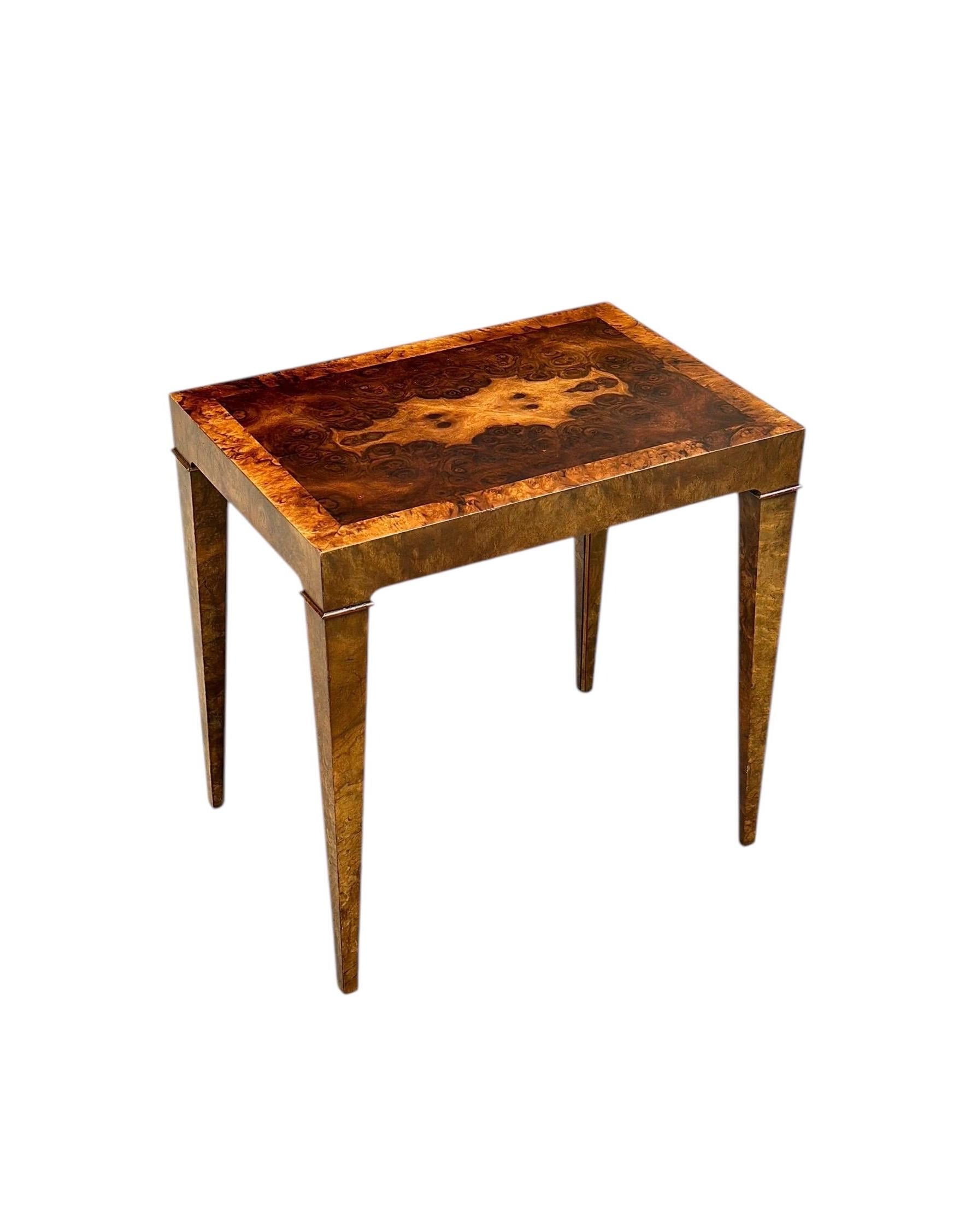 Vintage Baker Furniture "Collector's Edition" Natural Burl Wood End Table