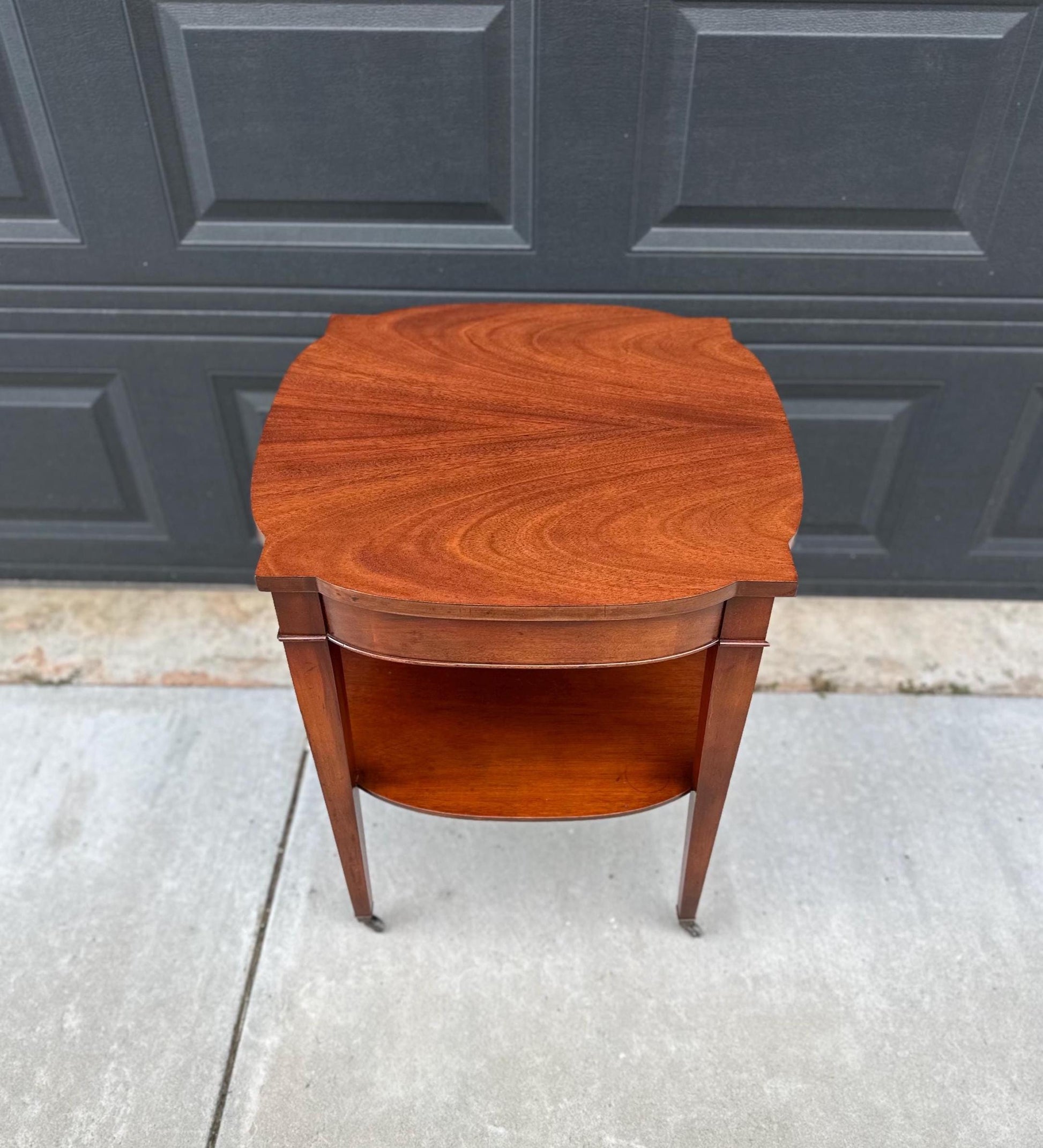 Vintage 1950's Mahogany Two Tier Side Table on Casters
