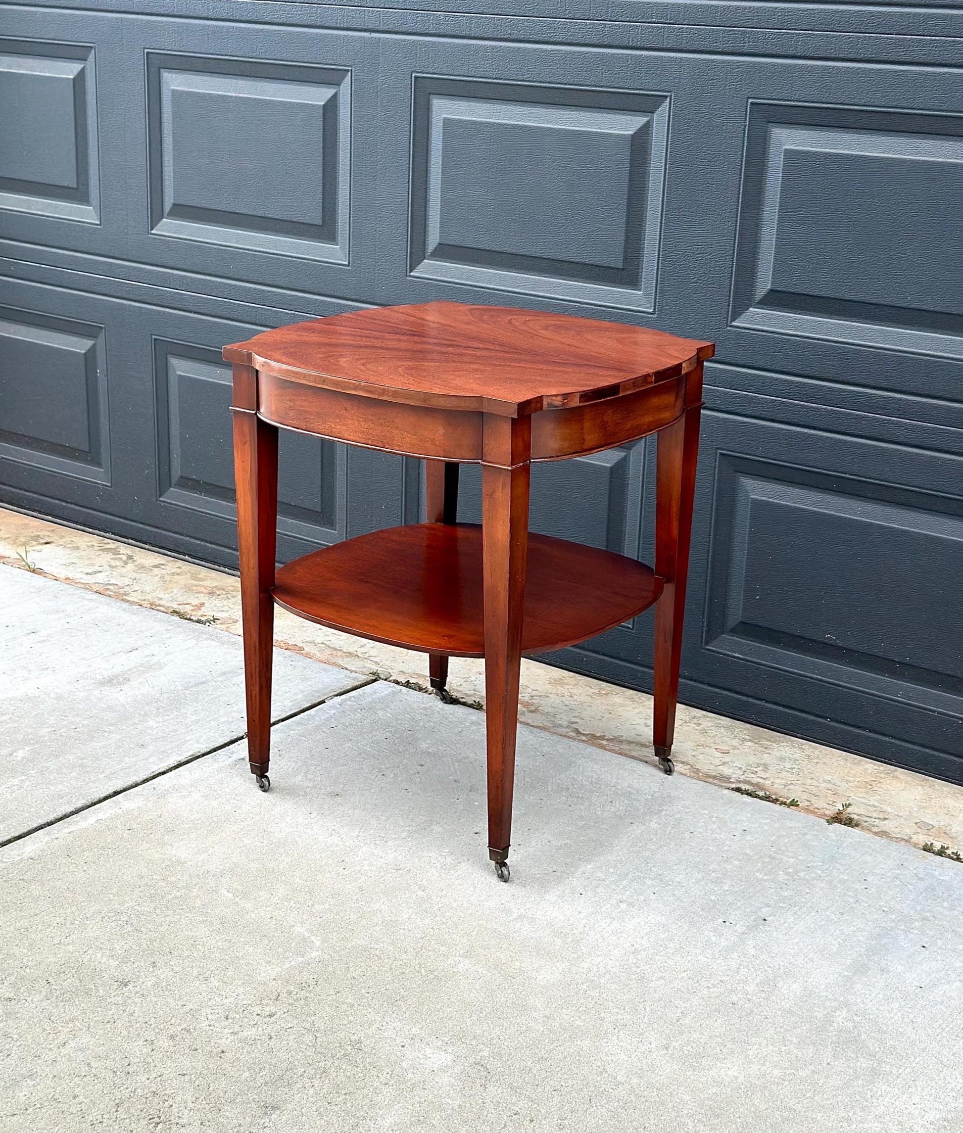 Vintage 1950's Mahogany Two Tier Side Table on Casters
