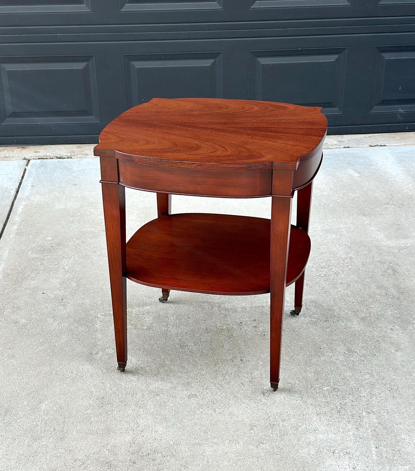 Vintage 1950's Mahogany Two Tier Side Table on Casters