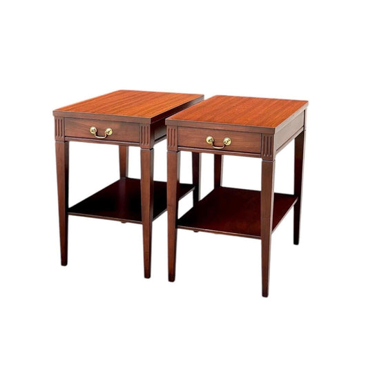 Vintage 1970's Mersman Traditional Mahogany End Tables - a Pair